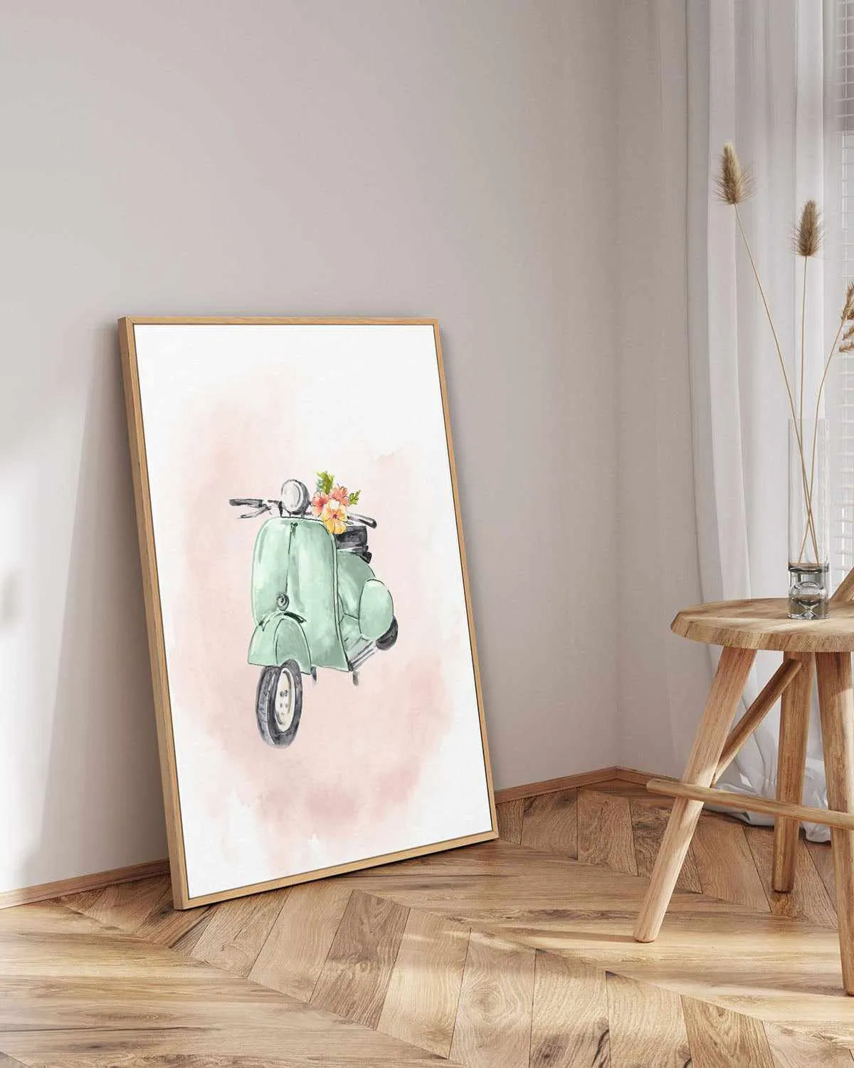Green Bike | Framed Canvas Art Print from Olive et Oriel where you can shop wallpaper and artworks online