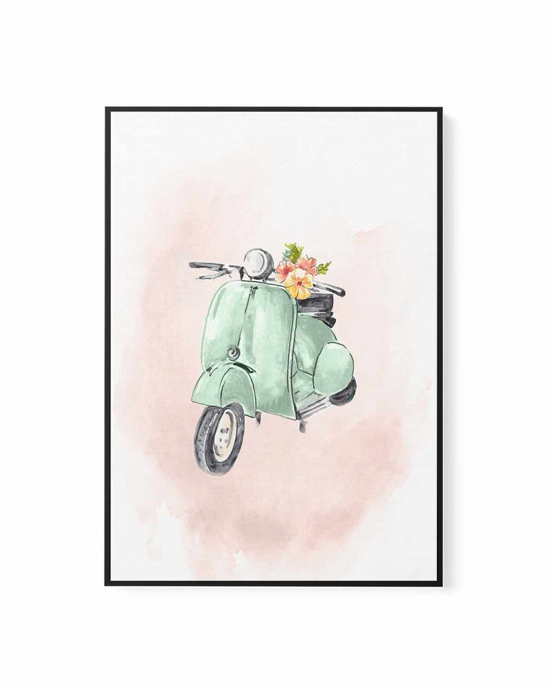 Green Bike | Framed Canvas Art Print