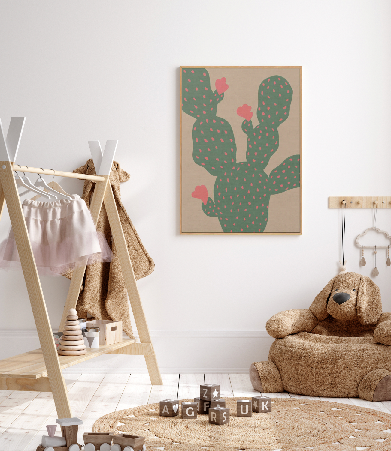 Green Cactus II | Framed Canvas Art Print