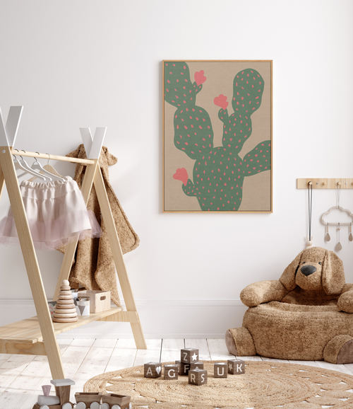 Green Cactus II | Framed Canvas Art Print