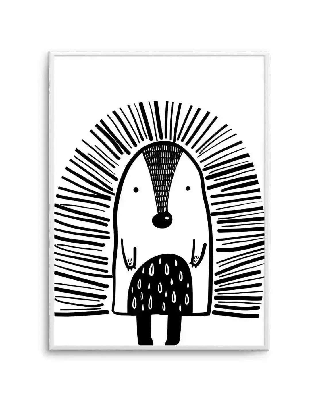 Hedgehog B&W Art Print-PRINT-Olive et Oriel-Olive et Oriel-A5 | 5.8" x 8.3" | 14.8 x 21cm-Unframed Art Print-With White Border-Buy-Australian-Art-Prints-Online-with-Olive-et-Oriel-Your-Artwork-Specialists-Austrailia-Decorate-With-Coastal-Photo-Wall-Art-Prints-From-Our-Beach-House-Artwork-Collection-Fine-Poster-and-Framed-Artwork