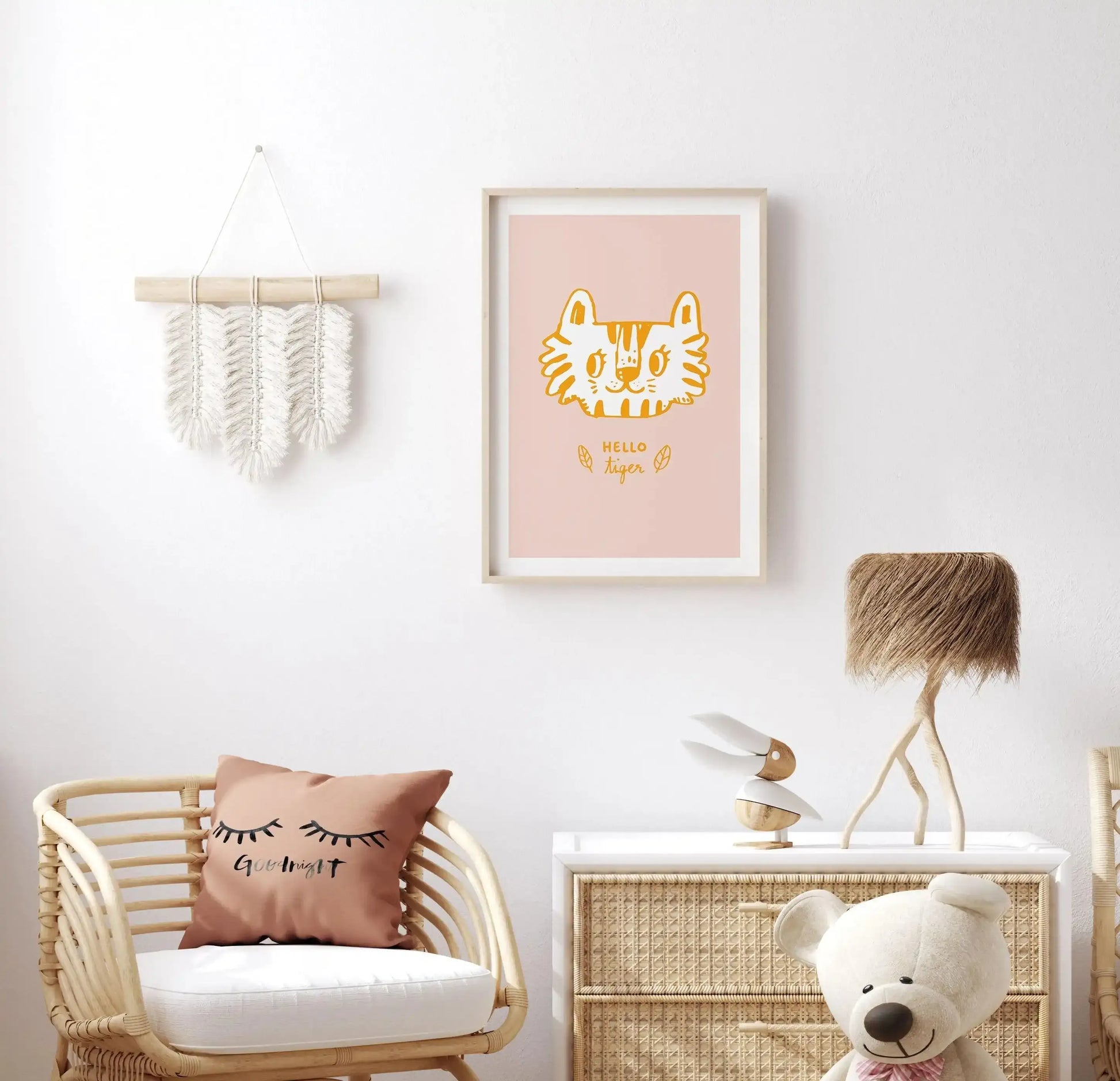 Hello Tiger Art Print-PRINT-Olive et Oriel-Olive et Oriel-Buy-Australian-Art-Prints-Online-with-Olive-et-Oriel-Your-Artwork-Specialists-Austrailia-Decorate-With-Coastal-Photo-Wall-Art-Prints-From-Our-Beach-House-Artwork-Collection-Fine-Poster-and-Framed-Artwork