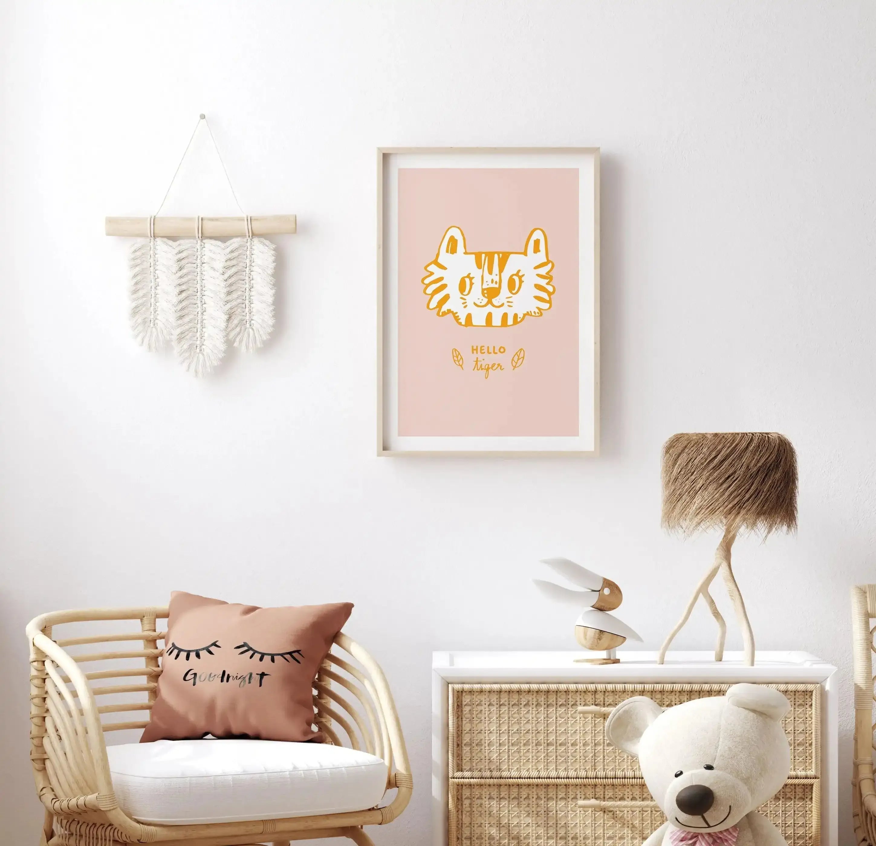 Hello Tiger Art Print-PRINT-Olive et Oriel-Olive et Oriel-Buy-Australian-Art-Prints-Online-with-Olive-et-Oriel-Your-Artwork-Specialists-Austrailia-Decorate-With-Coastal-Photo-Wall-Art-Prints-From-Our-Beach-House-Artwork-Collection-Fine-Poster-and-Framed-Artwork