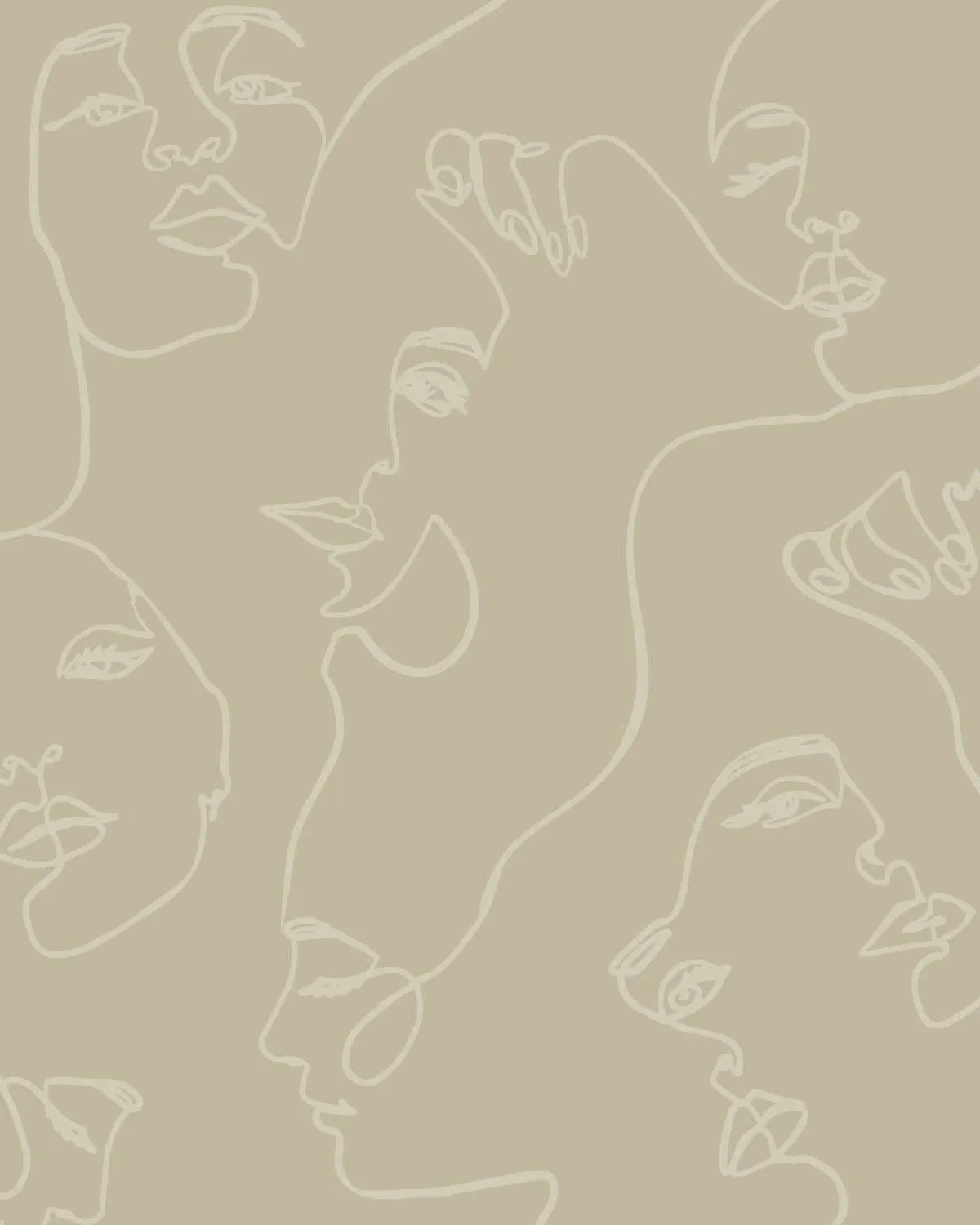 Faces in Duck in Khaki Wallpaper from Olive et Oriel where you can shop wallpaper and artworks online