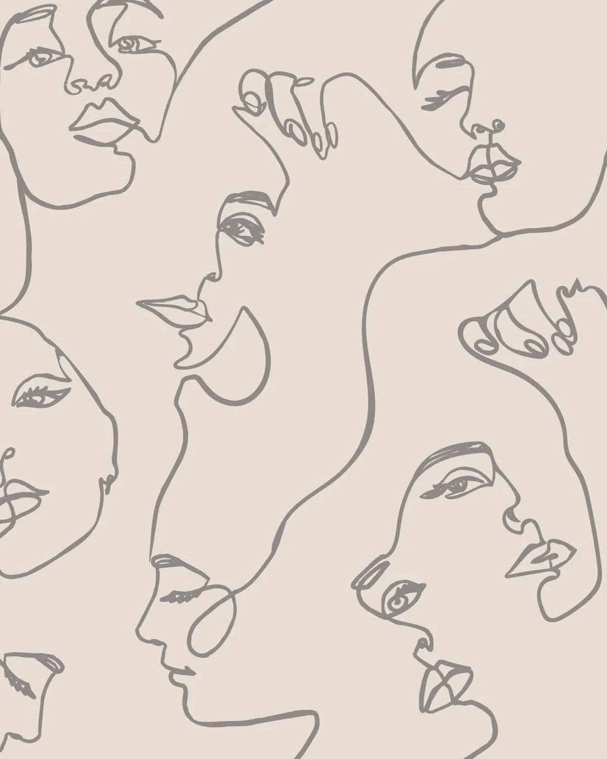 Faces in Ecru Wallpaper from Olive et Oriel where you can shop wallpaper and artworks online