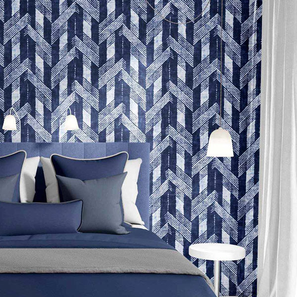 Herringbone Wallpaper - Navy Blue Herringbone Wallpaper Design