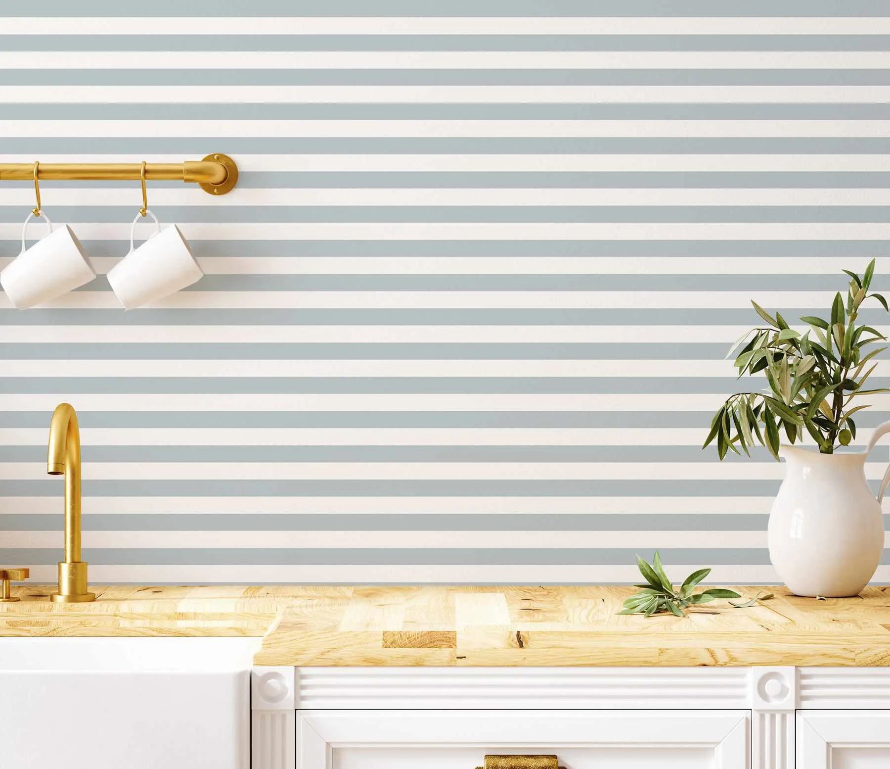 Horizontal Stripe in Hampton Wallpaper from Olive et Oriel where you can shop wallpaper and artworks online