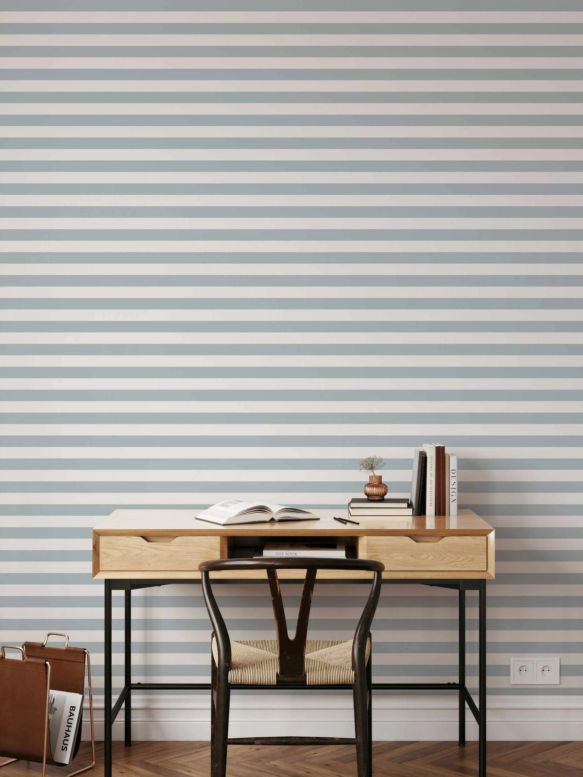 Horizontal Stripe in Hampton Wallpaper from Olive et Oriel where you can shop wallpaper and artworks online