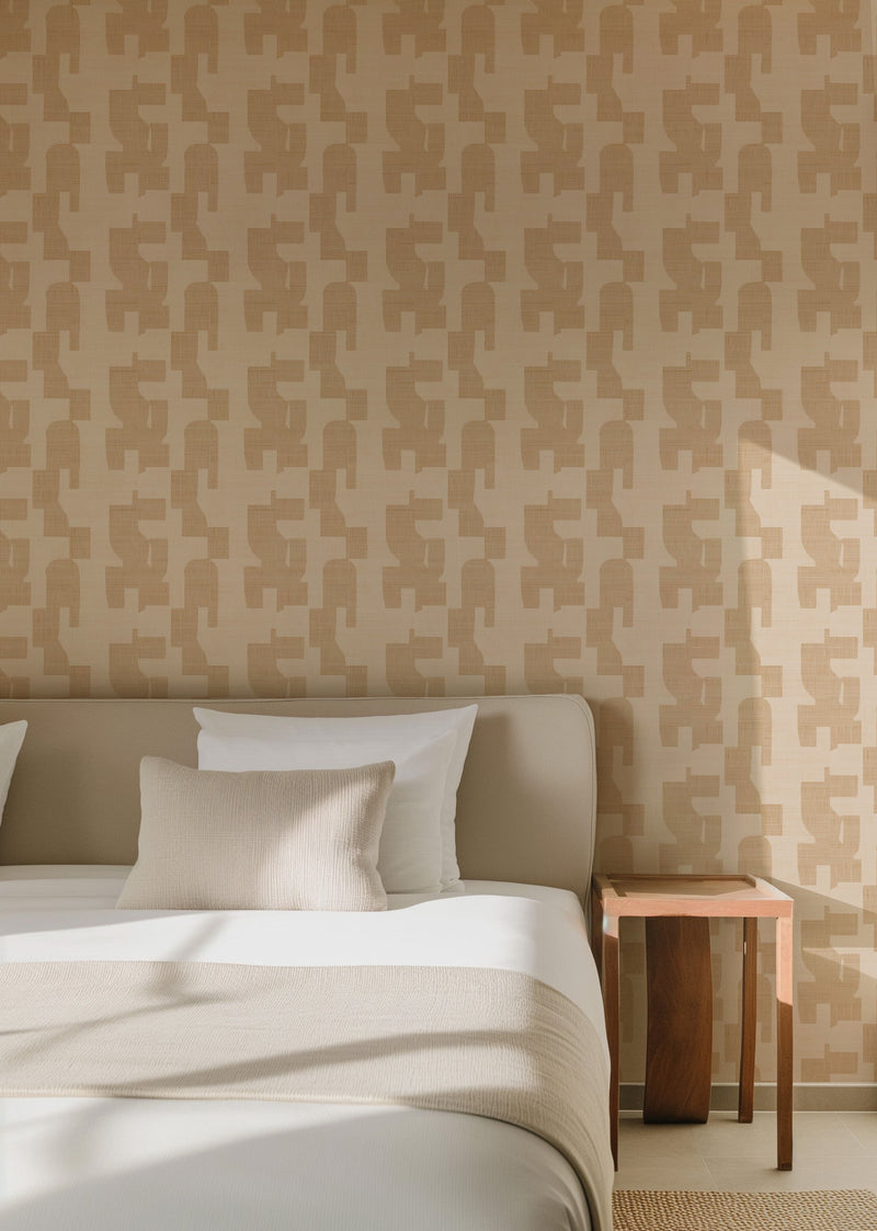 Hotham in Beige Commercial Vinyl Wallcovering-Commercial Wallcoverings-Olive et Oriel-Luxury commercial-grade embossed and textured vinyl wallcovering durable fire-rated washable stain-resistant and customizable perfect for hotels offices retail childcare healthcare and hospital spaces vinyl wallpaper