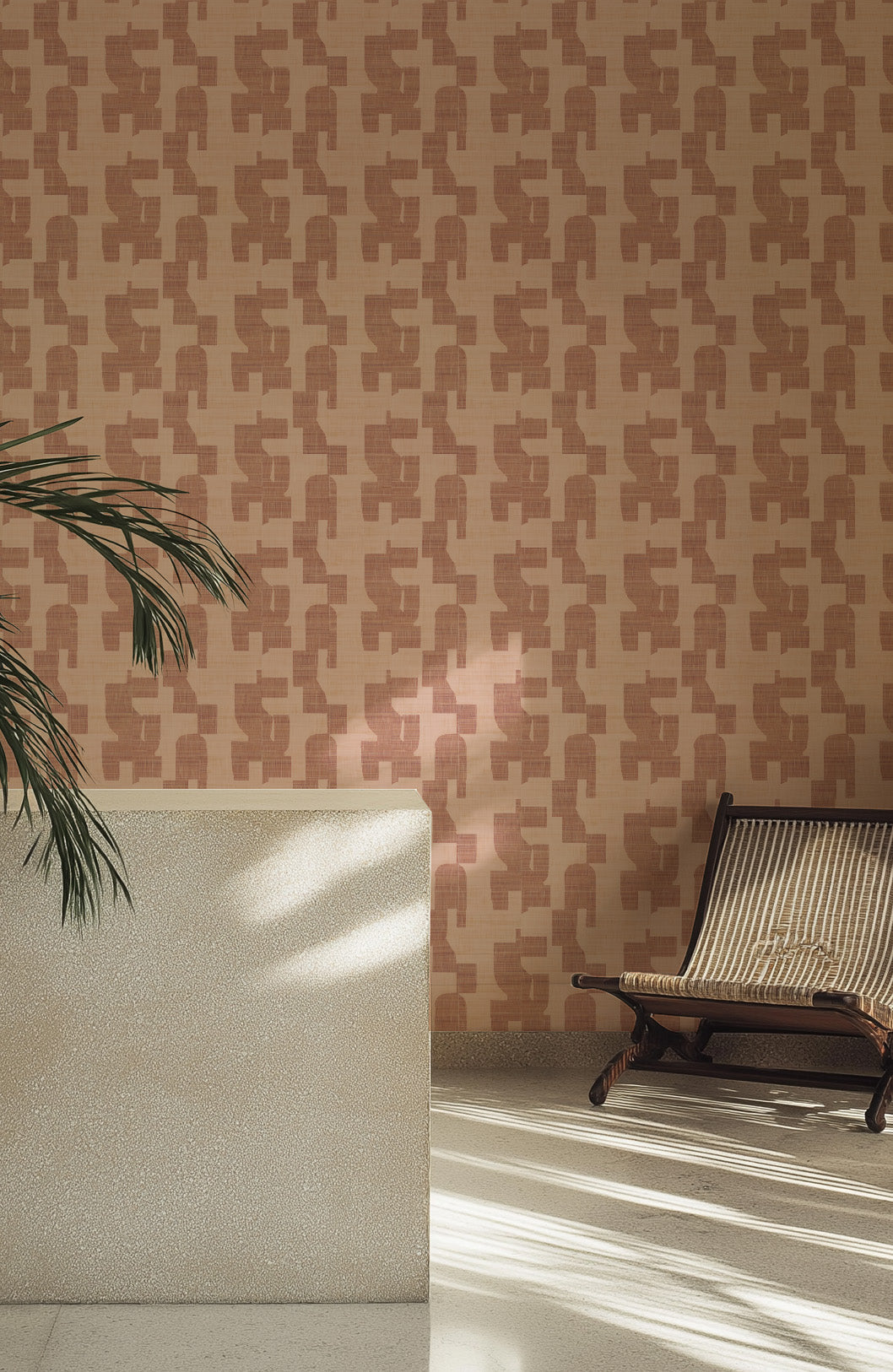 Hotham in Terracotta Commercial Vinyl Wallcovering-Commercial Wallcoverings-Olive et Oriel-Luxury commercial-grade embossed and textured vinyl wallcovering durable fire-rated washable stain-resistant and customizable perfect for hotels offices retail childcare healthcare and hospital spaces vinyl wallpaper