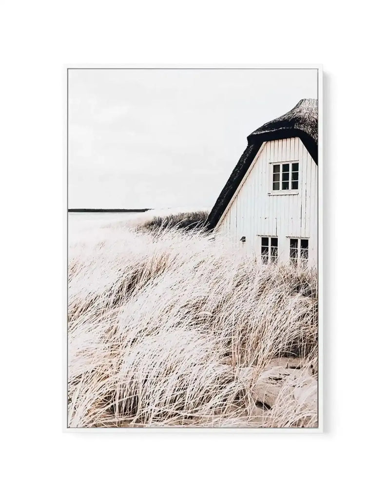 House by the Sea | Framed Canvas Art Print coastal art print