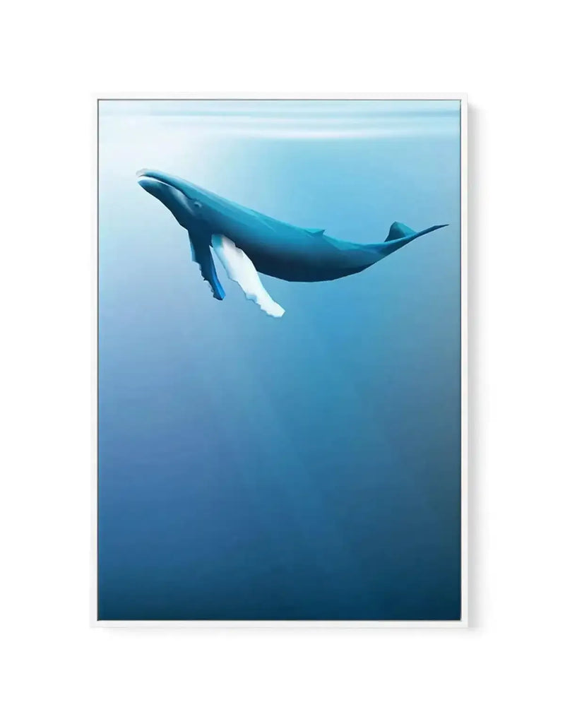 Humpback | Graphic Whales Collection | Framed Canvas Art Print blue nature art print