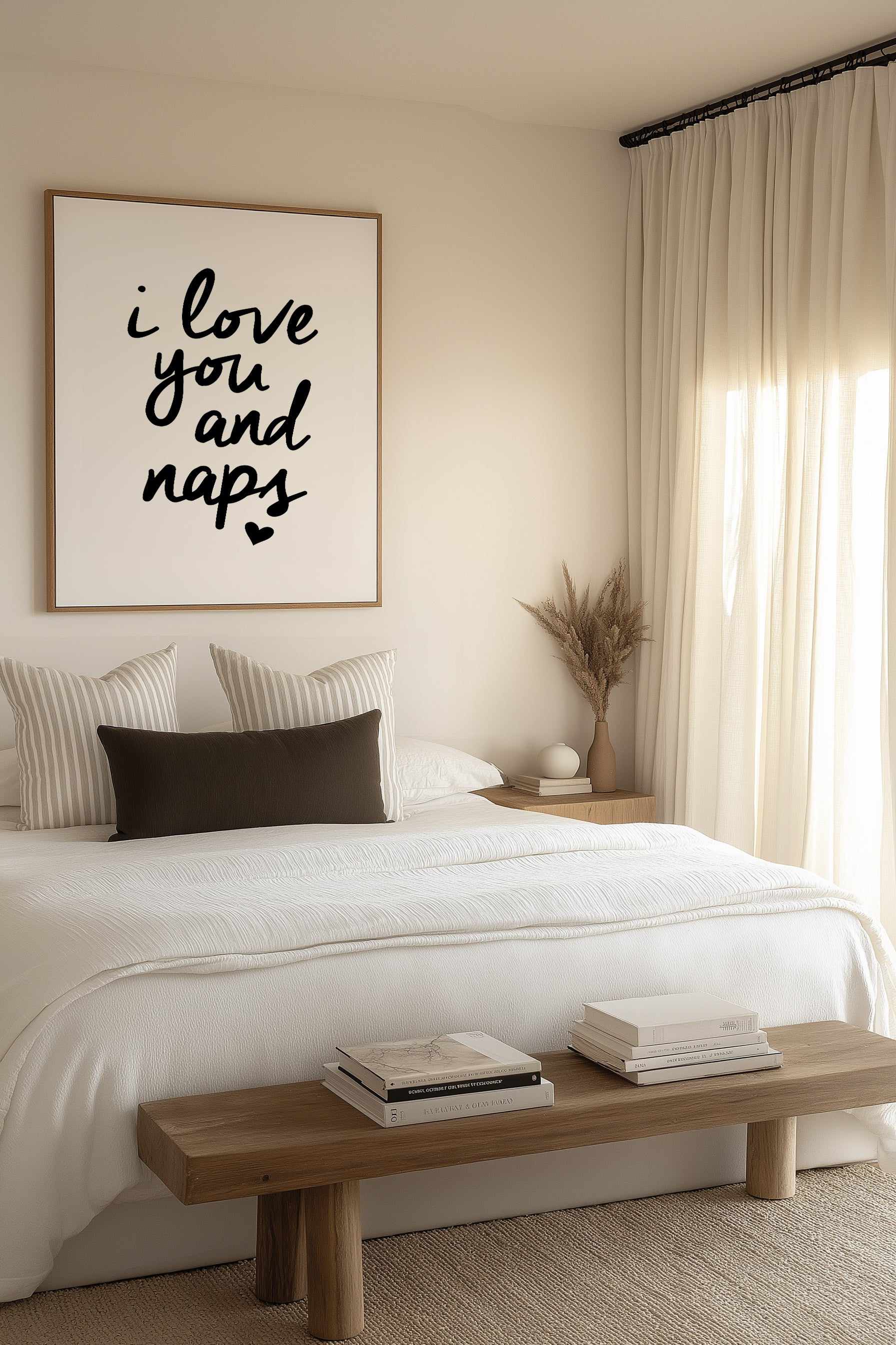 I love you and naps | Framed Canvas Art Print