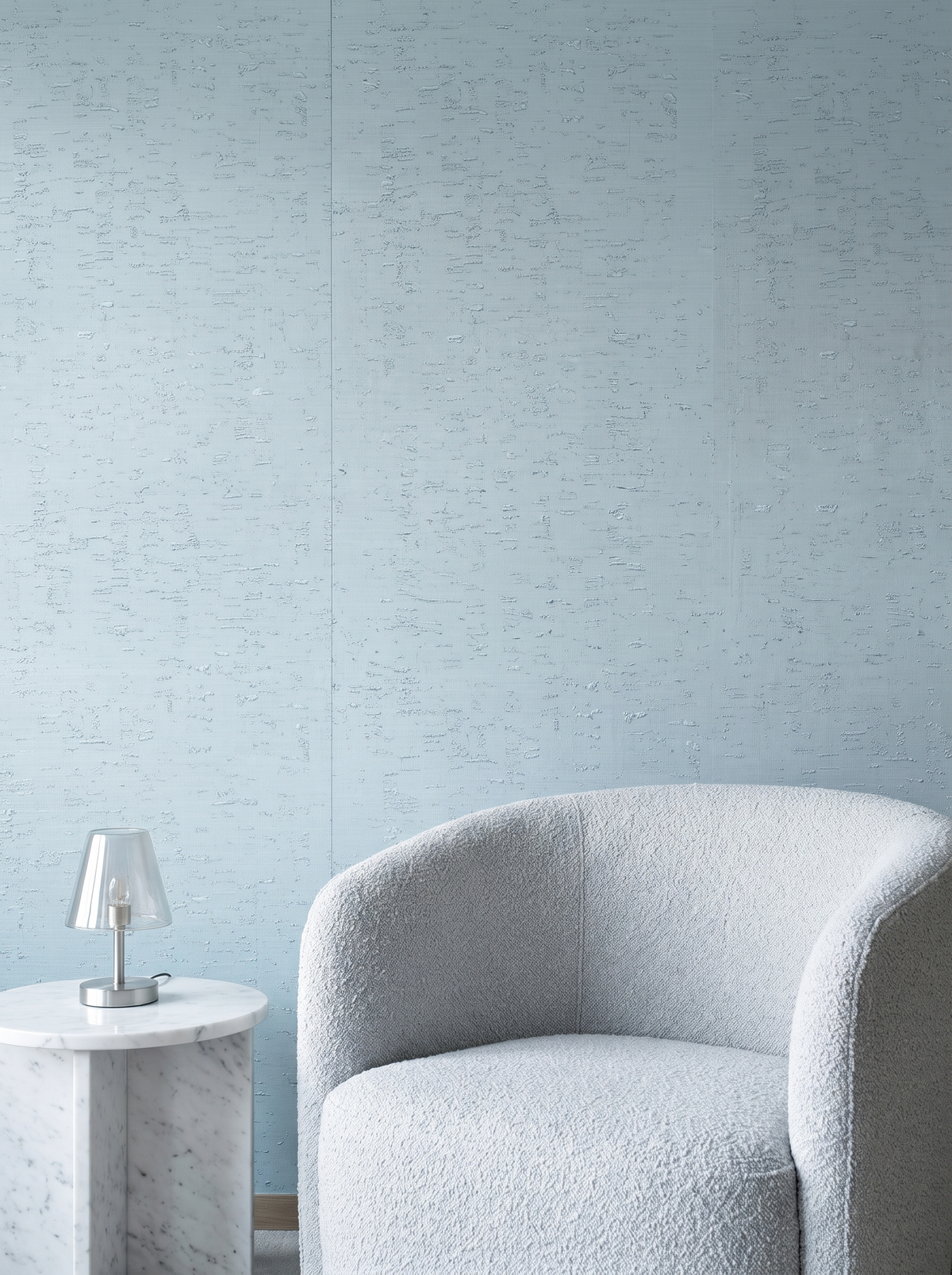 ice blue cork wallpaper lounge wallcovering