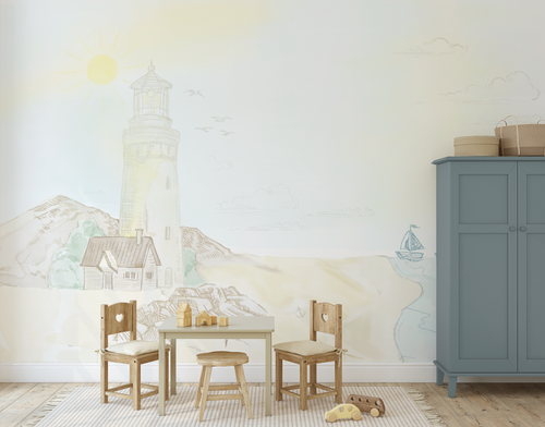 Lighthouse Beach Wallpaper Mural