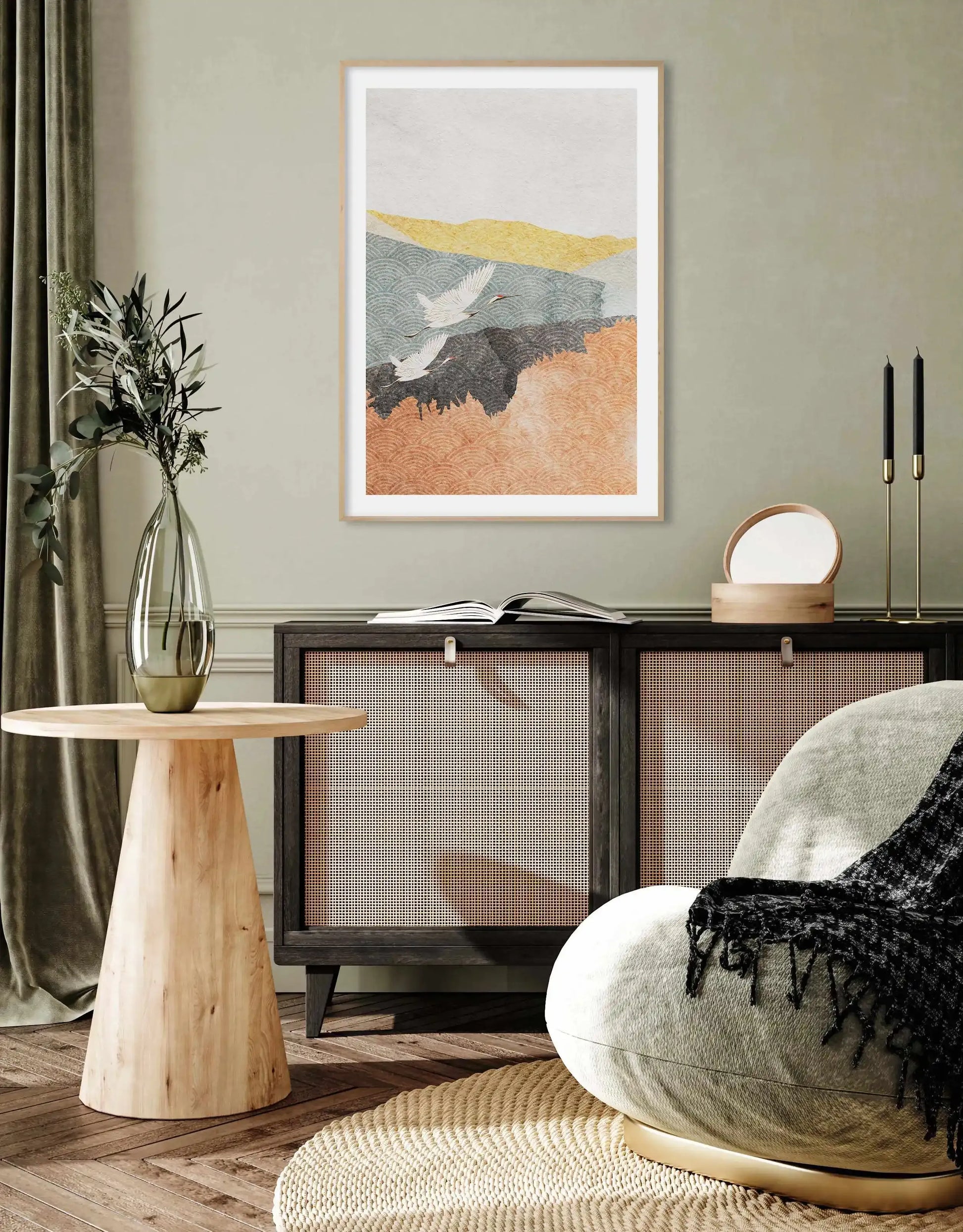 Japanese Vintage Cranes I Art Print-PRINT-Olive et Oriel-Olive et Oriel-Buy-Australian-Art-Prints-Online-with-Olive-et-Oriel-Your-Artwork-Specialists-Austrailia-Decorate-With-Coastal-Photo-Wall-Art-Prints-From-Our-Beach-House-Artwork-Collection-Fine-Poster-and-Framed-Artwork