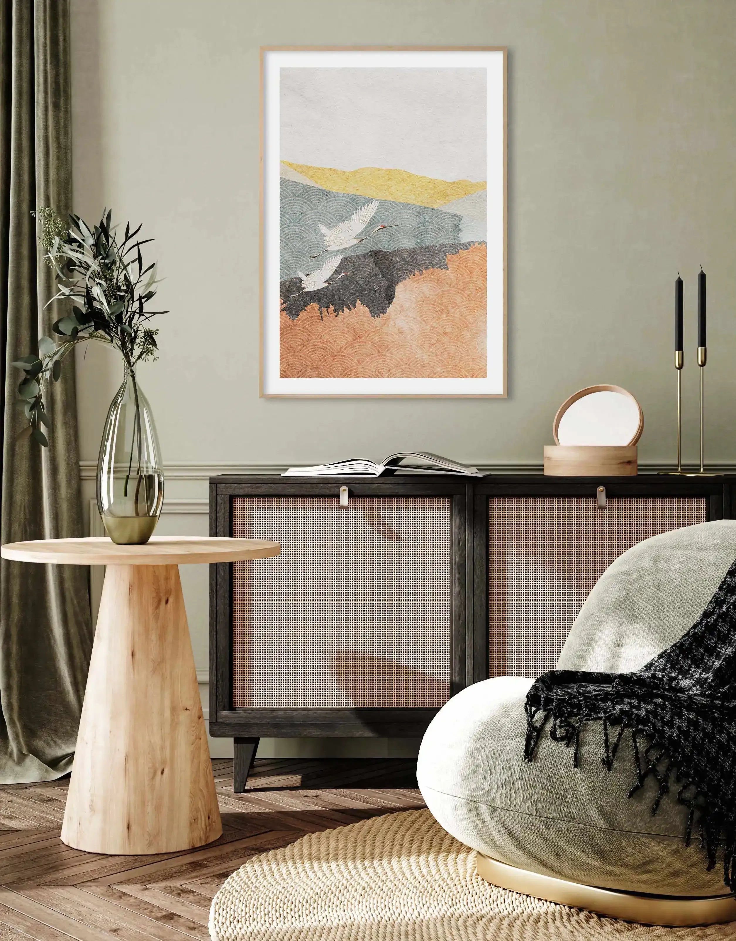 Japanese Vintage Cranes I Art Print-PRINT-Olive et Oriel-Olive et Oriel-Buy-Australian-Art-Prints-Online-with-Olive-et-Oriel-Your-Artwork-Specialists-Austrailia-Decorate-With-Coastal-Photo-Wall-Art-Prints-From-Our-Beach-House-Artwork-Collection-Fine-Poster-and-Framed-Artwork