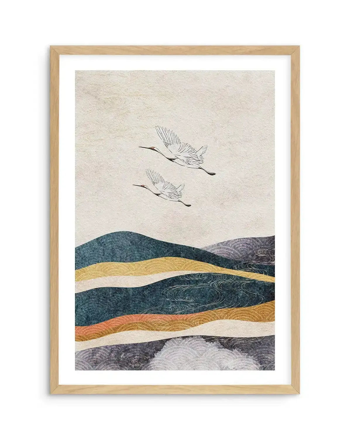 Japanese Vintage Cranes II Art Print-PRINT-Olive et Oriel-Olive et Oriel-A5 | 5.8" x 8.3" | 14.8 x 21cm-Oak-With White Border-Buy-Australian-Art-Prints-Online-with-Olive-et-Oriel-Your-Artwork-Specialists-Austrailia-Decorate-With-Coastal-Photo-Wall-Art-Prints-From-Our-Beach-House-Artwork-Collection-Fine-Poster-and-Framed-Artwork