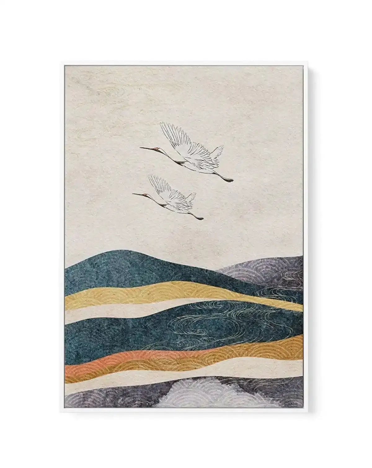Japanese Vintage Cranes II | Framed Canvas-CANVAS-You can shop wall art online with Olive et Oriel for everything from abstract art to fun kids wall art. Our beautiful modern art prints and canvas art are available from large canvas prints to wall art paintings and our proudly Australian artwork collection offers only the highest quality framed large wall art and canvas art Australia - You can buy fashion photography prints or Hampton print posters and paintings on canvas from Olive et Oriel and