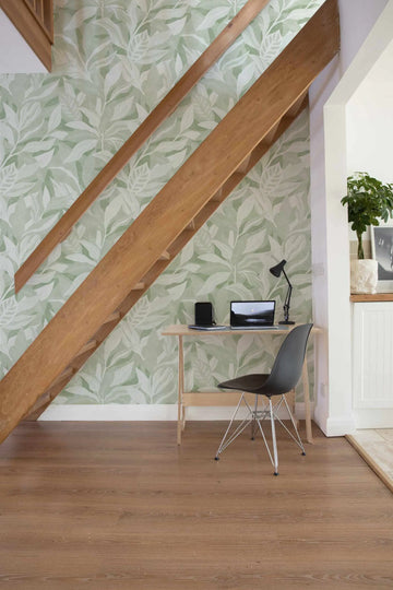 Luxe Leaf Sage Green Wallpaper from Olive et Oriel where you can shop wallpaper and artworks online
