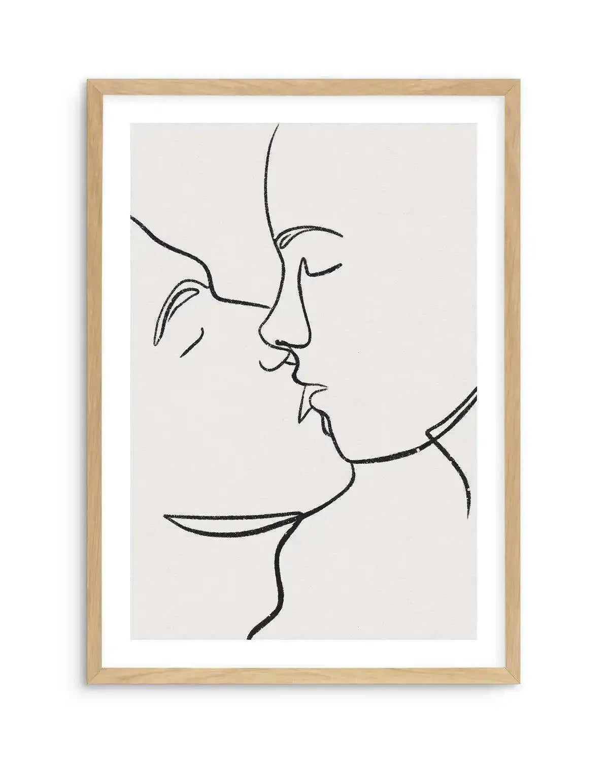 Kiss Line Art Art Print-PRINT-Olive et Oriel-Olive et Oriel-A5 | 5.8" x 8.3" | 14.8 x 21cm-Oak-With White Border-Buy-Australian-Art-Prints-Online-with-Olive-et-Oriel-Your-Artwork-Specialists-Austrailia-Decorate-With-Coastal-Photo-Wall-Art-Prints-From-Our-Beach-House-Artwork-Collection-Fine-Poster-and-Framed-Artwork