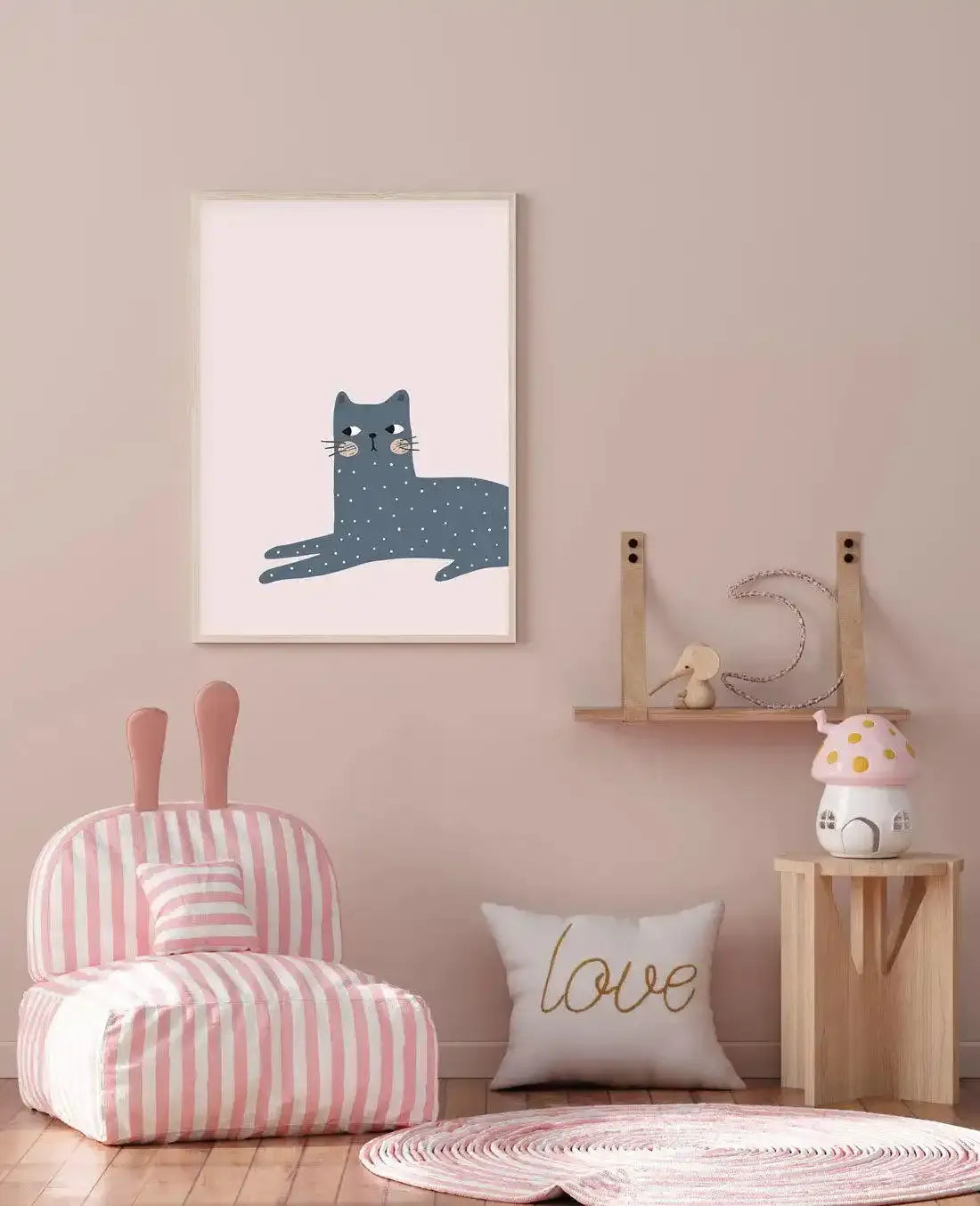 Kitty Kat III | Pink Art Print-PRINT-Olive et Oriel-Olive et Oriel-Buy-Australian-Art-Prints-Online-with-Olive-et-Oriel-Your-Artwork-Specialists-Austrailia-Decorate-With-Coastal-Photo-Wall-Art-Prints-From-Our-Beach-House-Artwork-Collection-Fine-Poster-and-Framed-Artwork