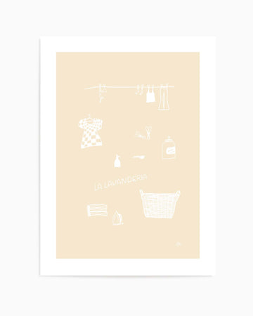 Lavanderia Beige White by Anne Korako | Art Print from Olive et Oriel where you can shop wallpaper and artworks online