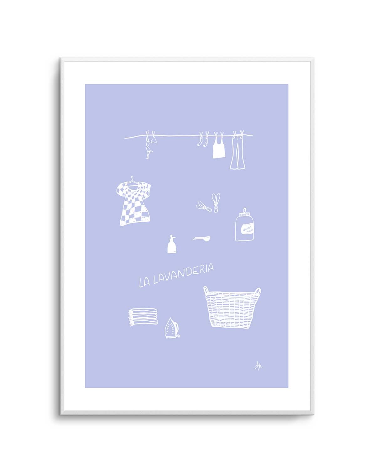 Lavanderia Dusty Blue White by Anne Korako | Art Print