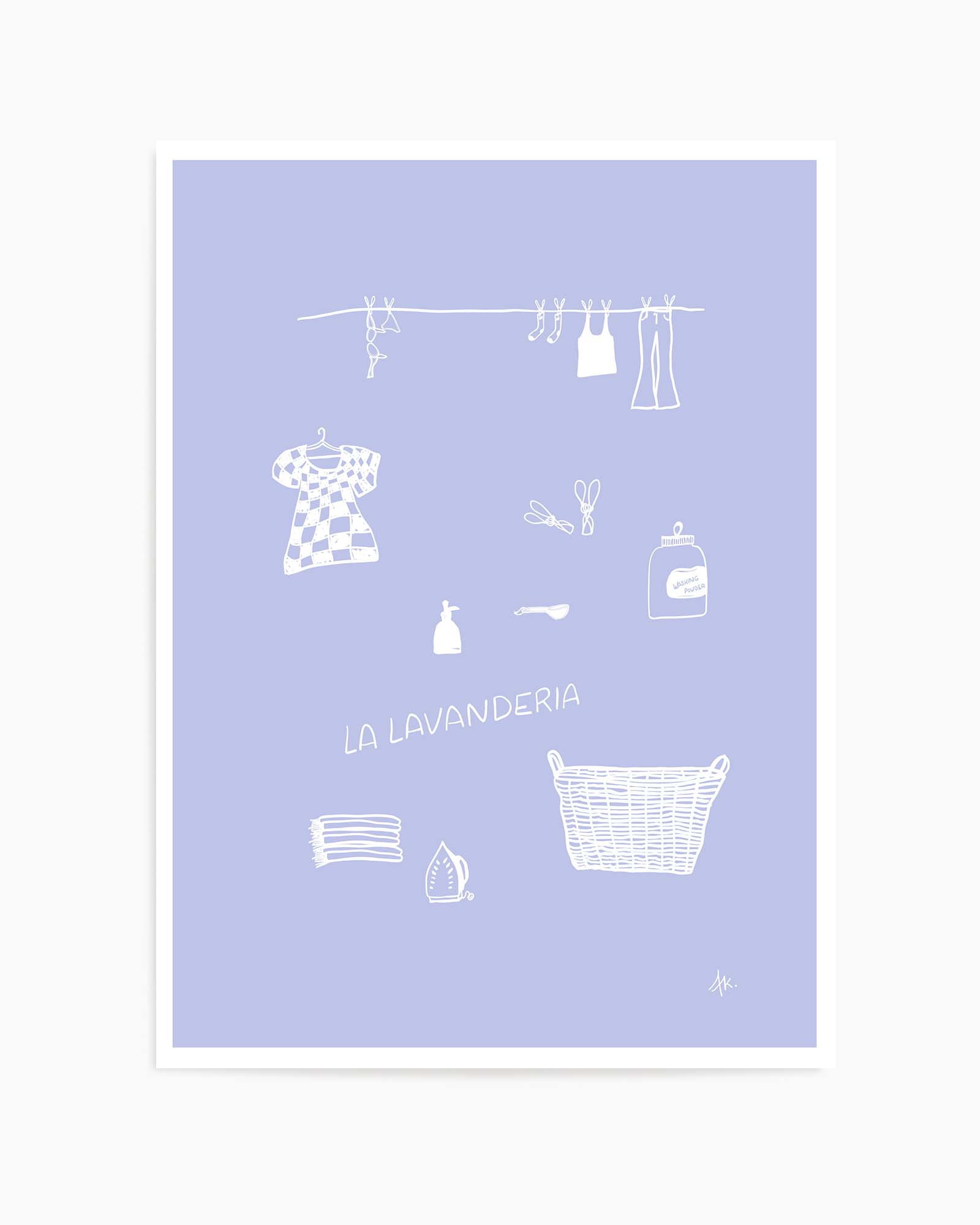 Lavanderia Dusty Blue White by Anne Korako | Art Print