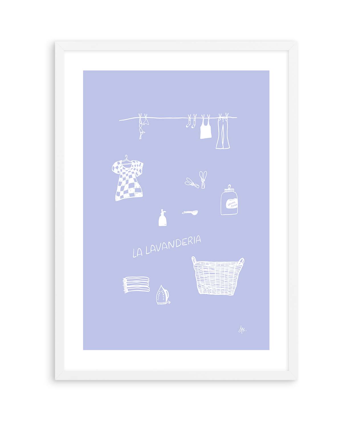 Lavanderia Dusty Blue White by Anne Korako | Art Print