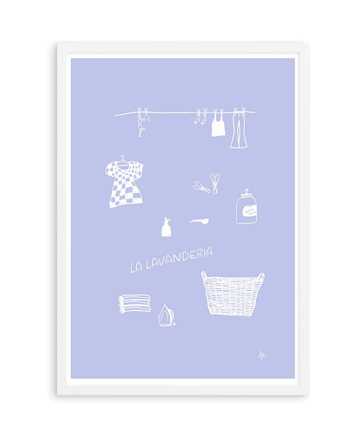 Lavanderia Dusty Blue White by Anne Korako | Art Print