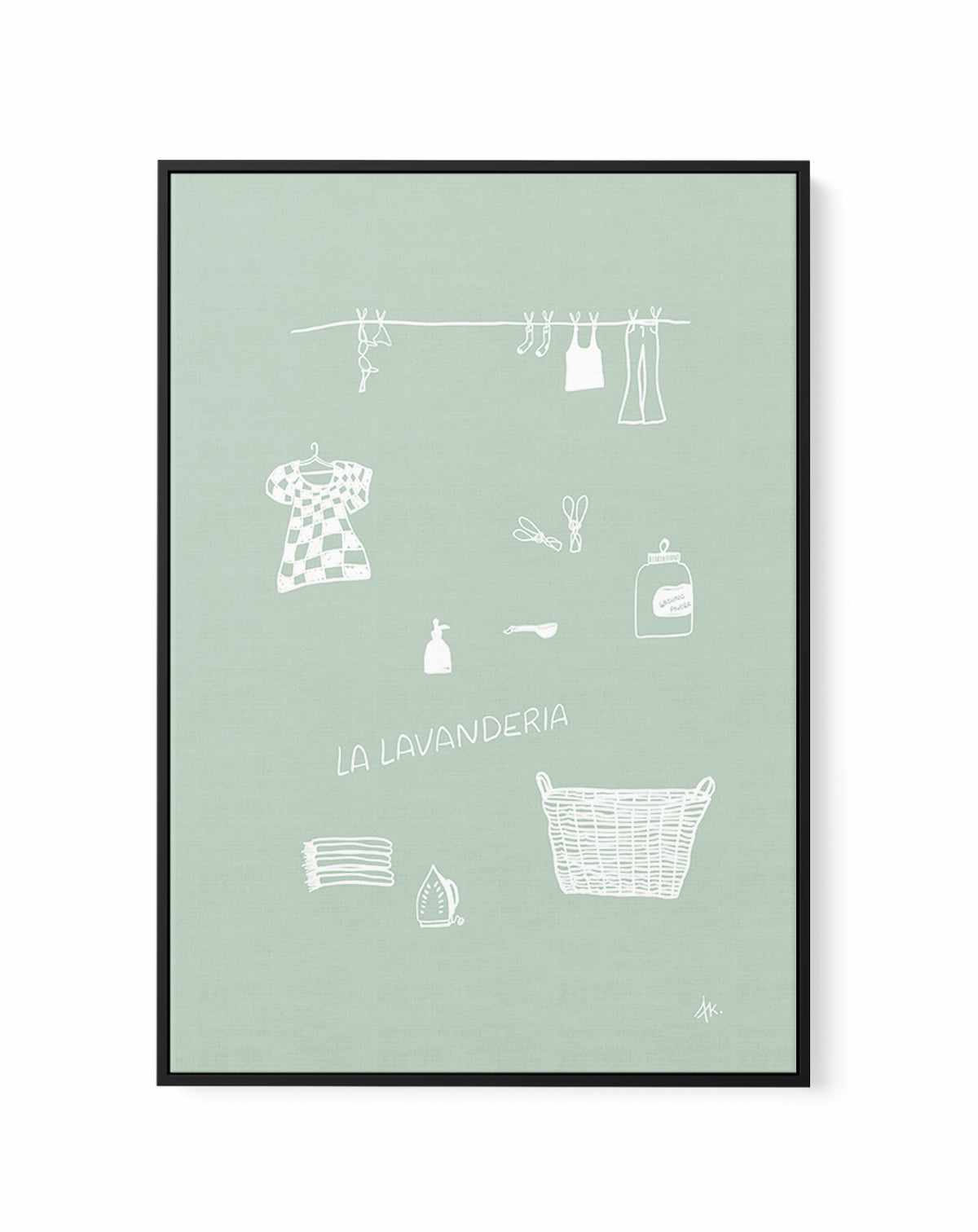 Lavanderia Sage White by Anne Korako | Framed Canvas Art Print from Olive et Oriel where you can shop wallpaper and artworks online