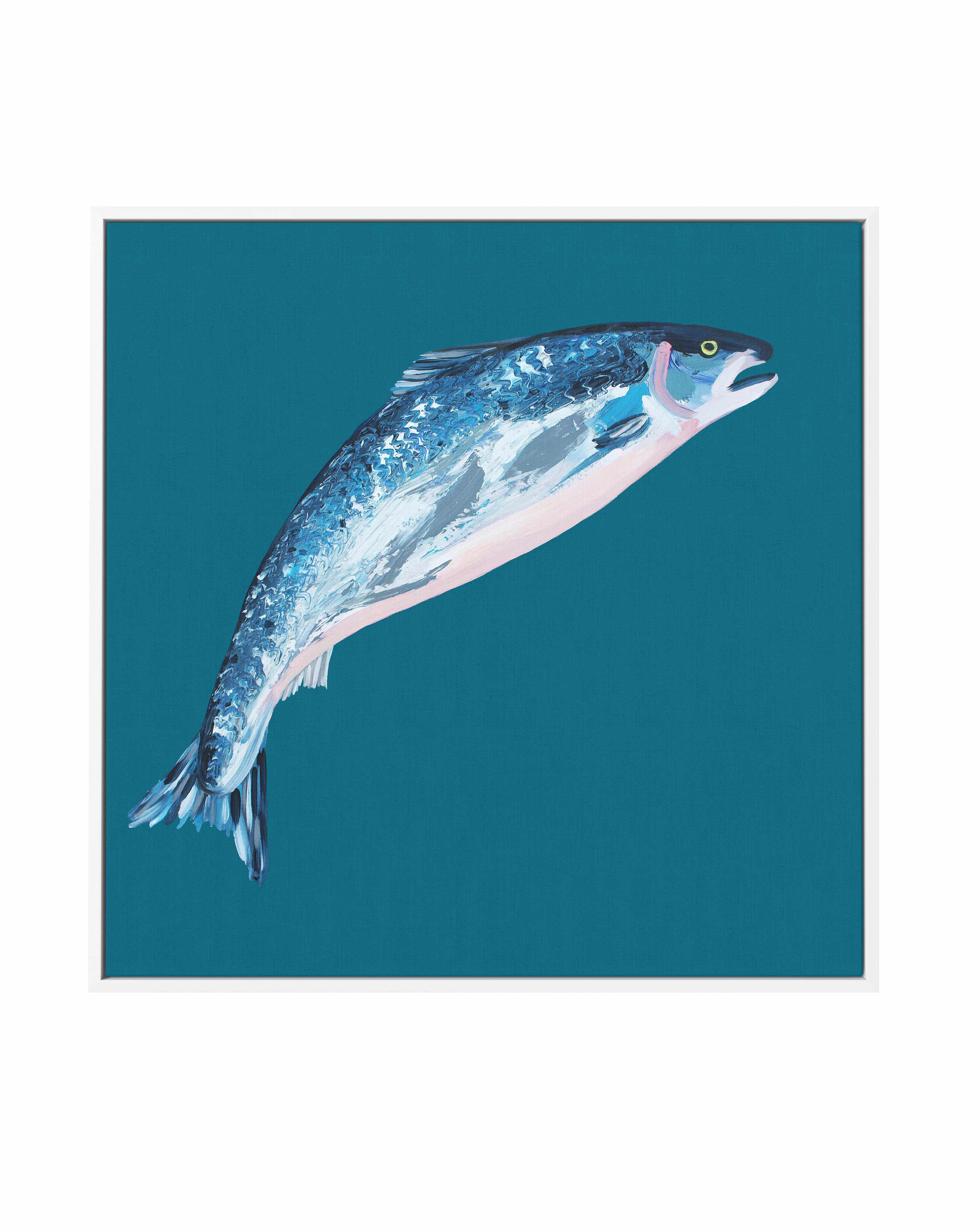 Leaping Salmon By Alice Straker | Framed Canvas Art Print