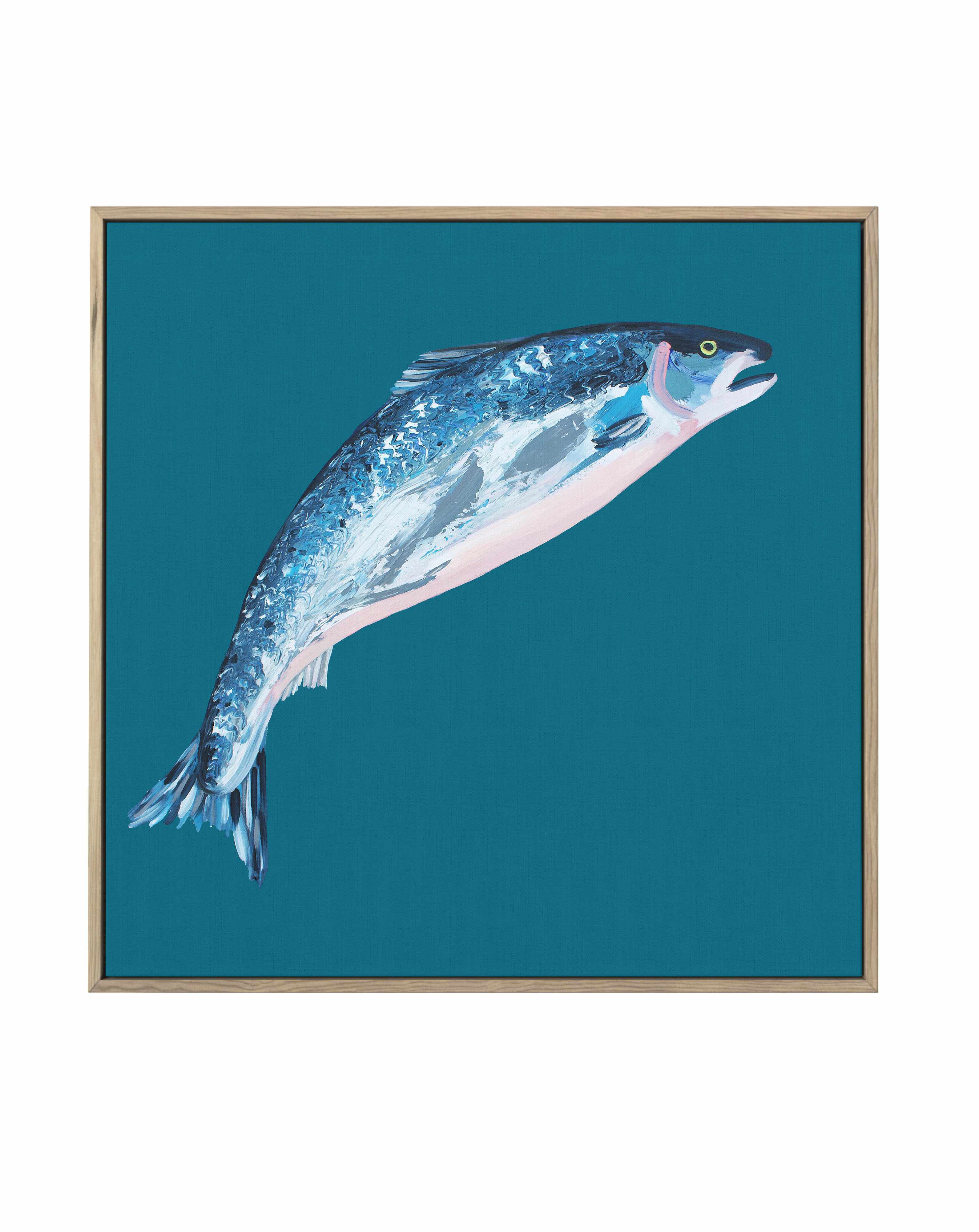 Leaping Salmon By Alice Straker | Framed Canvas Art Print