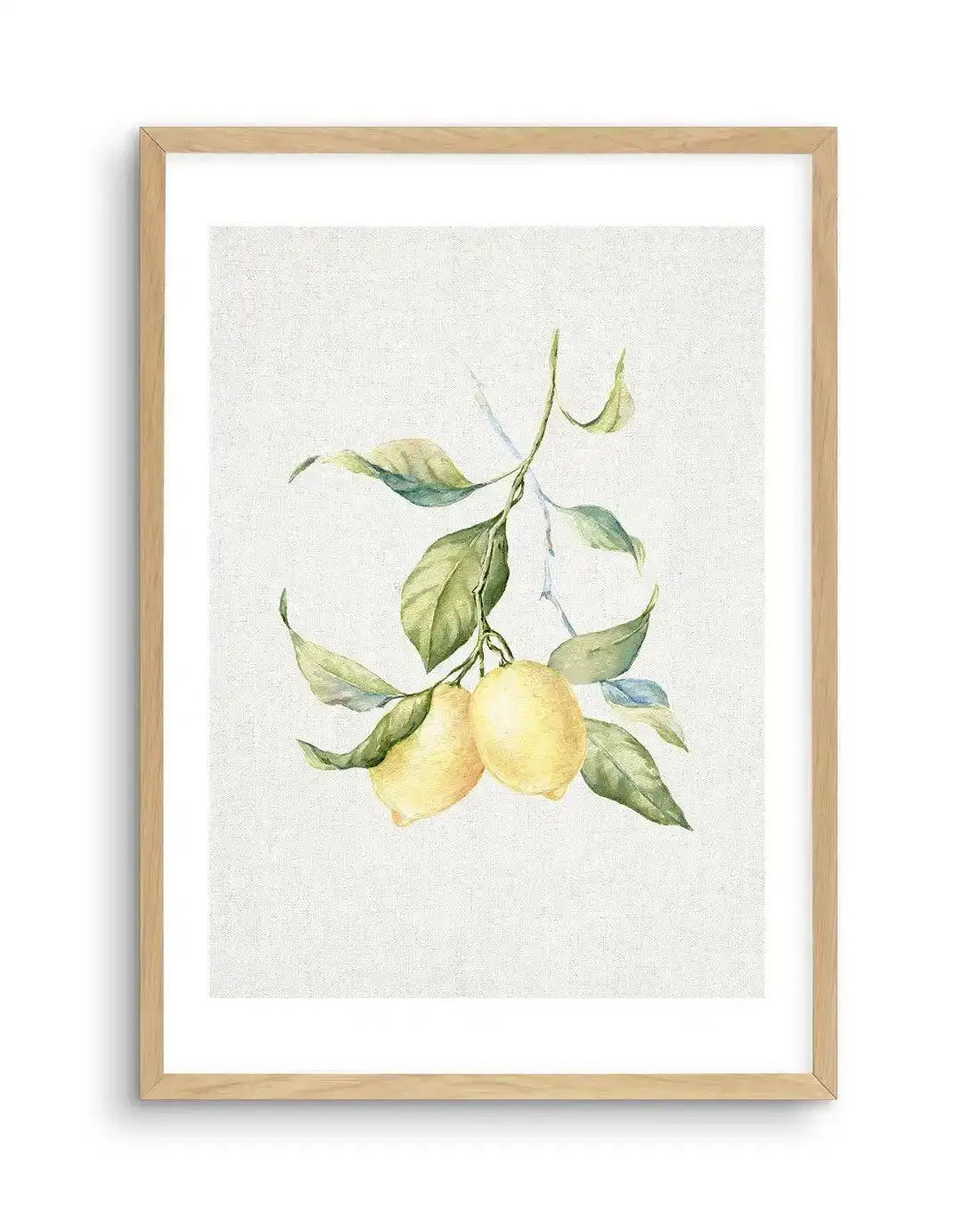 Lemons on Linen III Art Print-PRINT-Olive et Oriel-Olive et Oriel-A5 | 5.8" x 8.3" | 14.8 x 21cm-Oak-With White Border-Buy-Australian-Art-Prints-Online-with-Olive-et-Oriel-Your-Artwork-Specialists-Austrailia-Decorate-With-Coastal-Photo-Wall-Art-Prints-From-Our-Beach-House-Artwork-Collection-Fine-Poster-and-Framed-Artwork