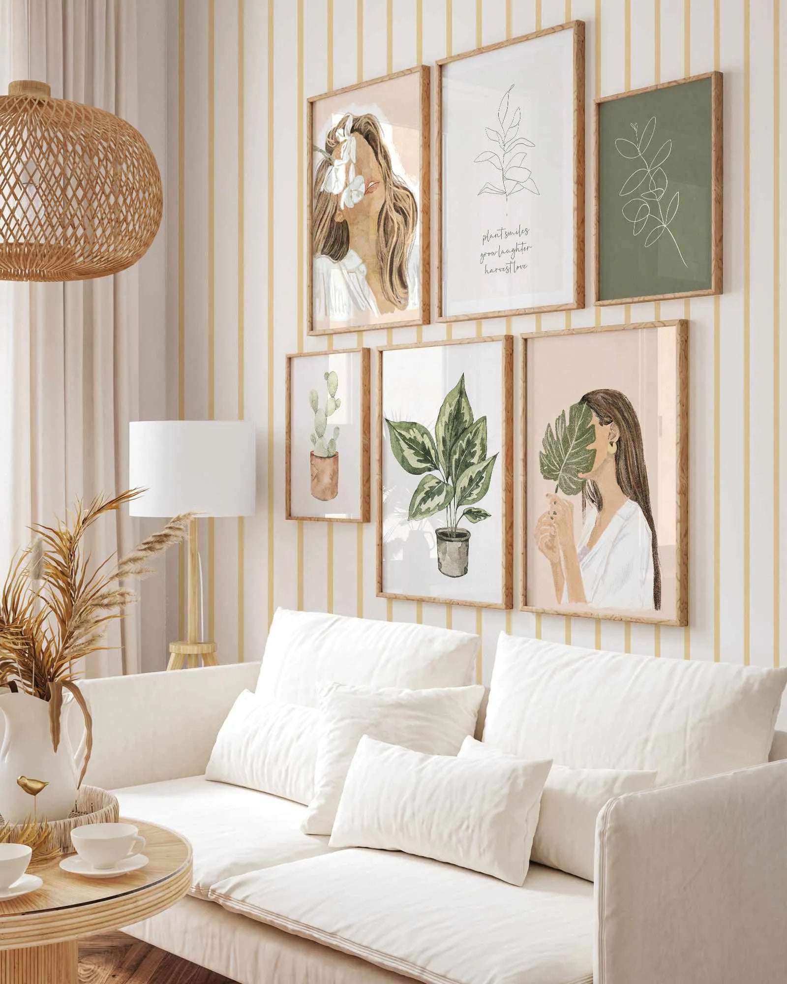 Stripe Wallpaper In Lemon from Olive et Oriel where you can shop wallpaper and artworks online