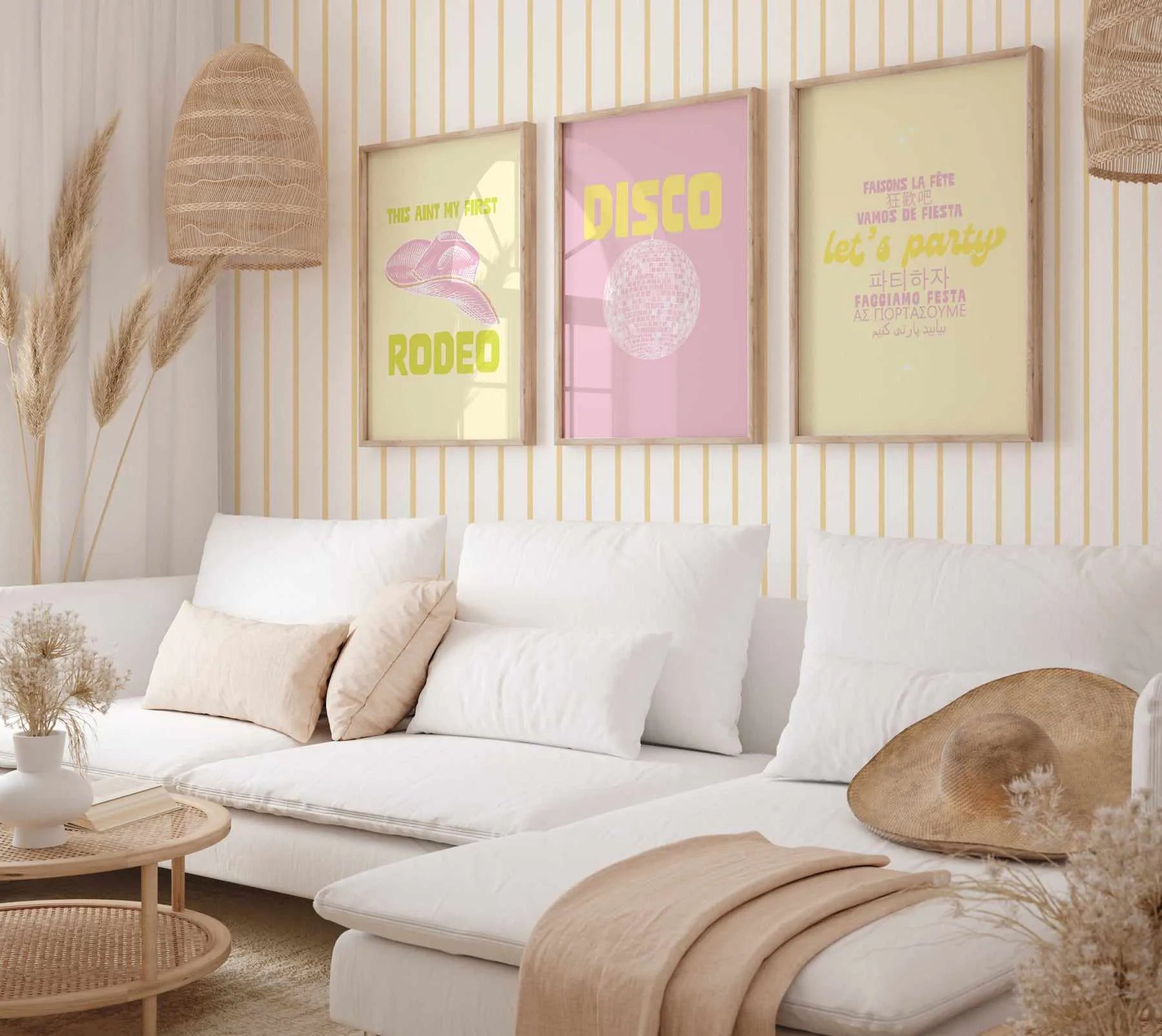 Stripe Wallpaper In Lemon from Olive et Oriel where you can shop wallpaper and artworks online