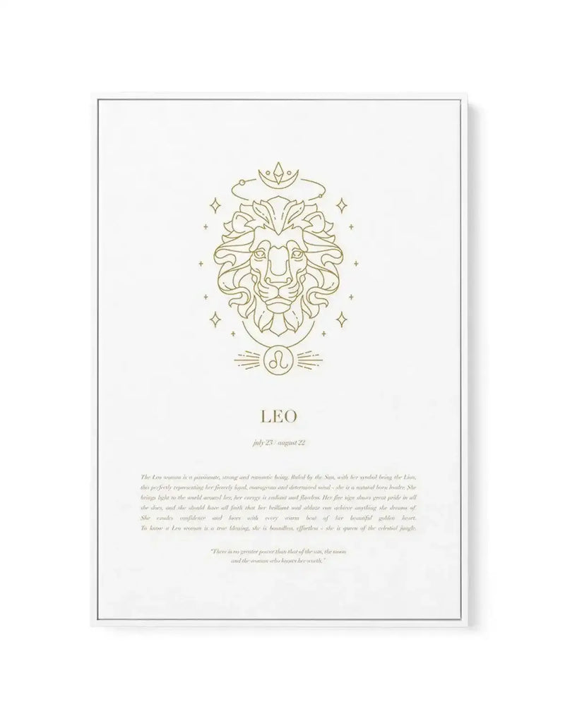 Leo | Celestial Zodiac | Framed Canvas-CANVAS-You can shop wall art online with Olive et Oriel for everything from abstract art to fun kids wall art. Our beautiful modern art prints and canvas art are available from large canvas prints to wall art paintings and our proudly Australian artwork collection offers only the highest quality framed large wall art and canvas art Australia - You can buy fashion photography prints or Hampton print posters and paintings on canvas from Olive et Oriel and hav