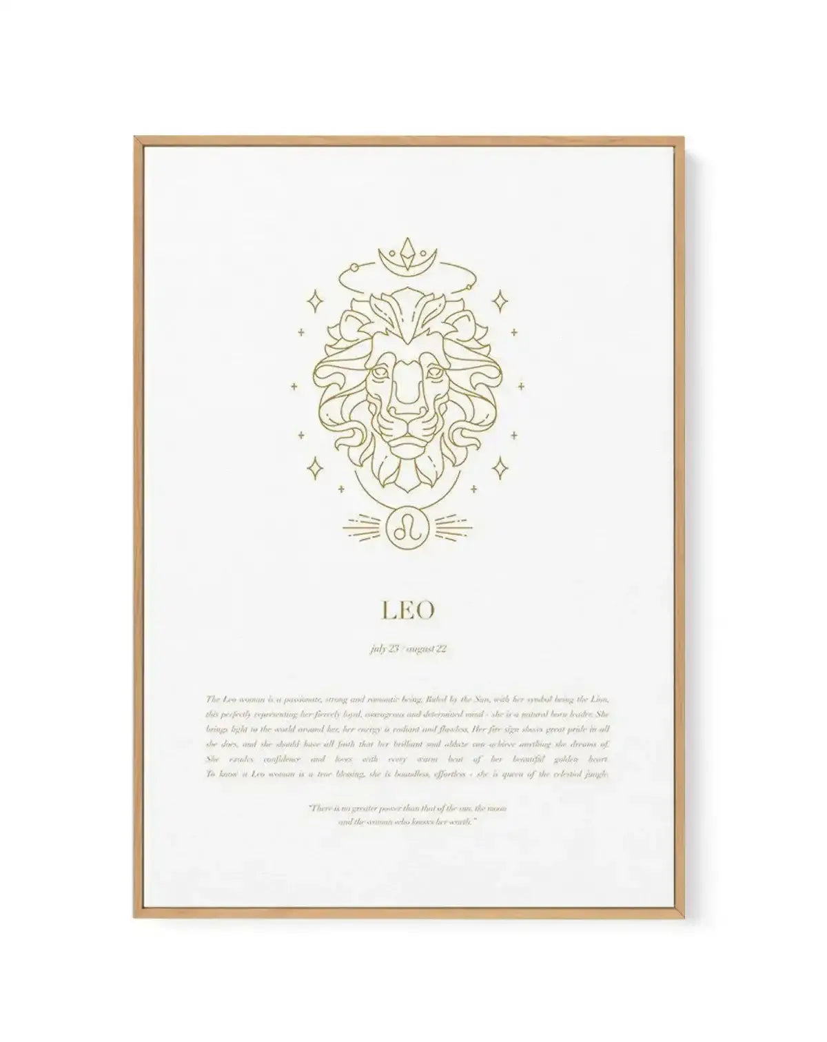 Leo | Celestial Zodiac | Framed Canvas-CANVAS-You can shop wall art online with Olive et Oriel for everything from abstract art to fun kids wall art. Our beautiful modern art prints and canvas art are available from large canvas prints to wall art paintings and our proudly Australian artwork collection offers only the highest quality framed large wall art and canvas art Australia - You can buy fashion photography prints or Hampton print posters and paintings on canvas from Olive et Oriel and hav