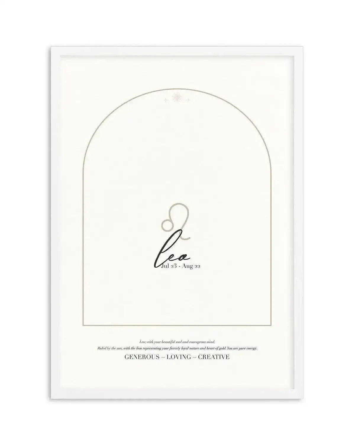 Leo Star Sign Art Print-PRINT-Olive et Oriel-Olive et Oriel-A4 | 8.3" x 11.7" | 21 x 29.7cm-White-With White Border-Buy-Australian-Art-Prints-Online-with-Olive-et-Oriel-Your-Artwork-Specialists-Austrailia-Decorate-With-Coastal-Photo-Wall-Art-Prints-From-Our-Beach-House-Artwork-Collection-Fine-Poster-and-Framed-Artwork