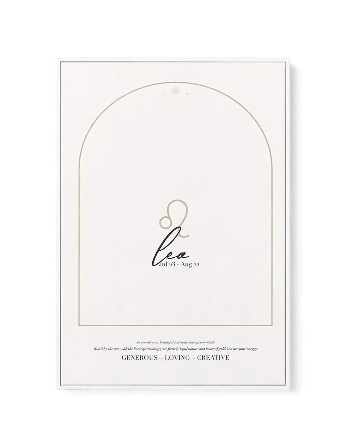 Leo Star Sign | Framed Canvas-CANVAS-You can shop wall art online with Olive et Oriel for everything from abstract art to fun kids wall art. Our beautiful modern art prints and canvas art are available from large canvas prints to wall art paintings and our proudly Australian artwork collection offers only the highest quality framed large wall art and canvas art Australia - You can buy fashion photography prints or Hampton print posters and paintings on canvas from Olive et Oriel and have them de