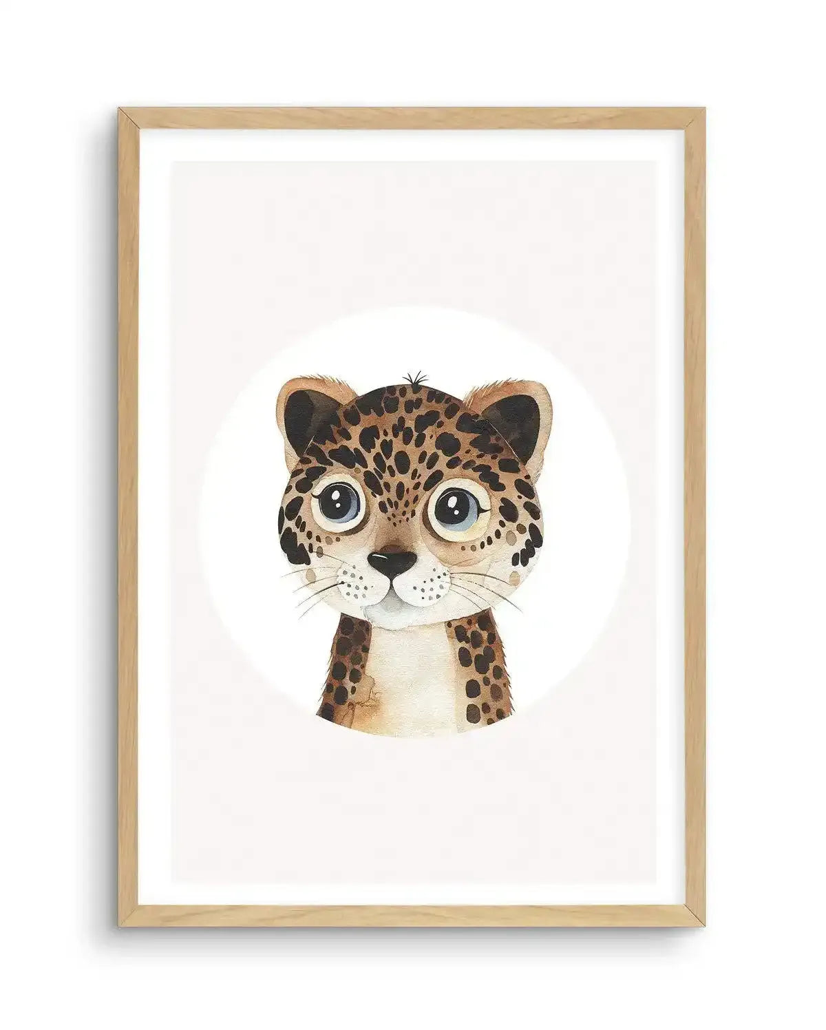 Leopard Art Print-PRINT-Olive et Oriel-Olive et Oriel-A5 | 5.8" x 8.3" | 14.8 x 21cm-Oak-With White Border-Buy-Australian-Art-Prints-Online-with-Olive-et-Oriel-Your-Artwork-Specialists-Austrailia-Decorate-With-Coastal-Photo-Wall-Art-Prints-From-Our-Beach-House-Artwork-Collection-Fine-Poster-and-Framed-Artwork