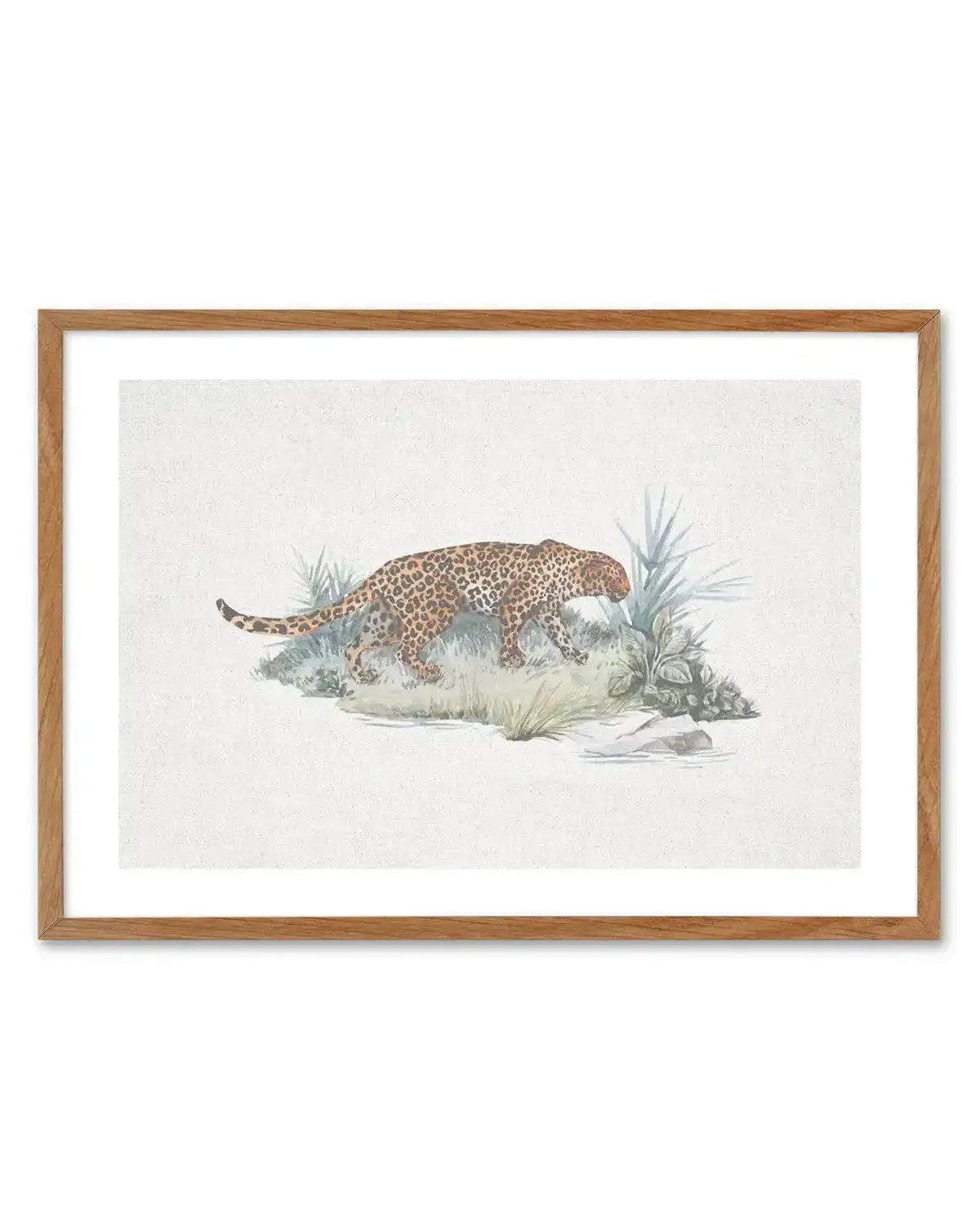 Leopard on Linen Art Print-PRINT-Olive et Oriel-Olive et Oriel-50x70 cm | 19.6" x 27.5"-Walnut-With White Border-Buy-Australian-Art-Prints-Online-with-Olive-et-Oriel-Your-Artwork-Specialists-Austrailia-Decorate-With-Coastal-Photo-Wall-Art-Prints-From-Our-Beach-House-Artwork-Collection-Fine-Poster-and-Framed-Artwork