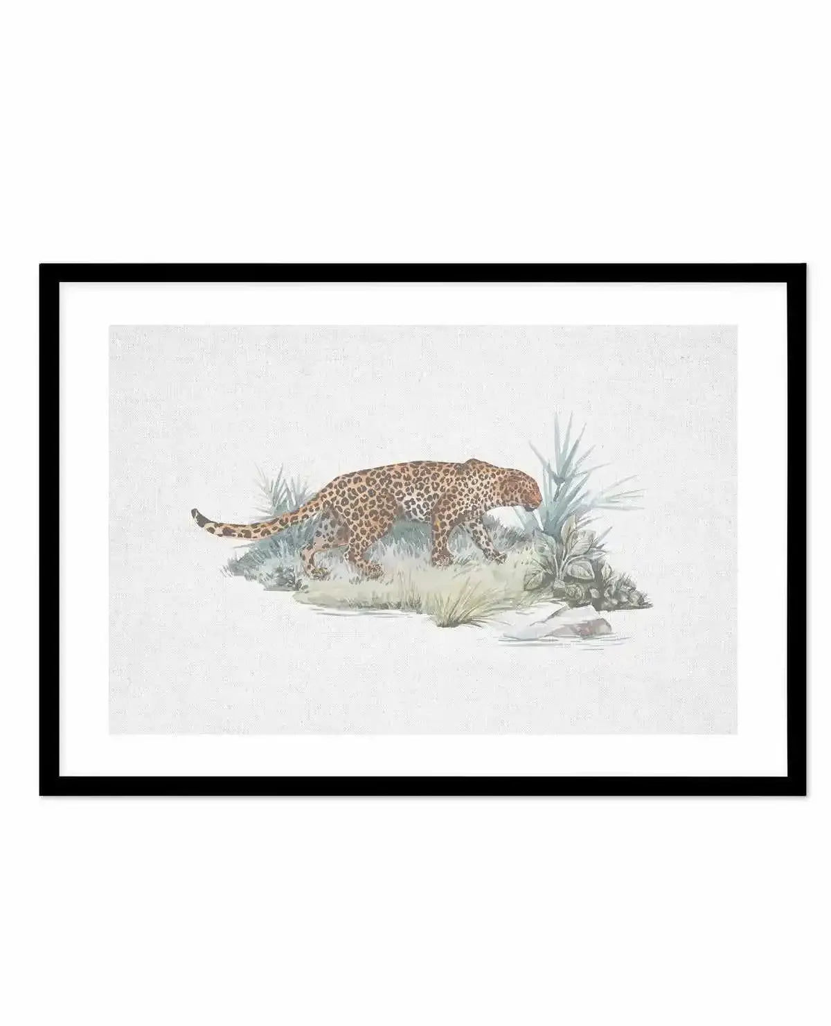Leopard on Linen Art Print-PRINT-Olive et Oriel-Olive et Oriel-A5 | 5.8" x 8.3" | 14.8 x 21cm-Black-With White Border-Buy-Australian-Art-Prints-Online-with-Olive-et-Oriel-Your-Artwork-Specialists-Austrailia-Decorate-With-Coastal-Photo-Wall-Art-Prints-From-Our-Beach-House-Artwork-Collection-Fine-Poster-and-Framed-Artwork