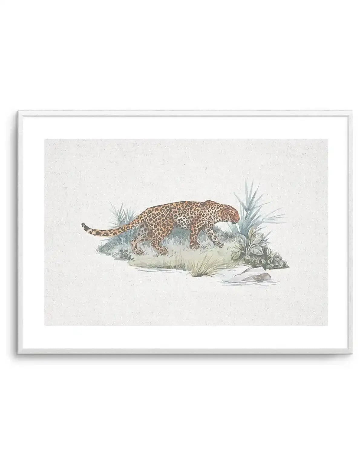 Leopard on Linen Art Print-PRINT-Olive et Oriel-Olive et Oriel-A5 | 5.8" x 8.3" | 14.8 x 21cm-Unframed Art Print-With White Border-Buy-Australian-Art-Prints-Online-with-Olive-et-Oriel-Your-Artwork-Specialists-Austrailia-Decorate-With-Coastal-Photo-Wall-Art-Prints-From-Our-Beach-House-Artwork-Collection-Fine-Poster-and-Framed-Artwork