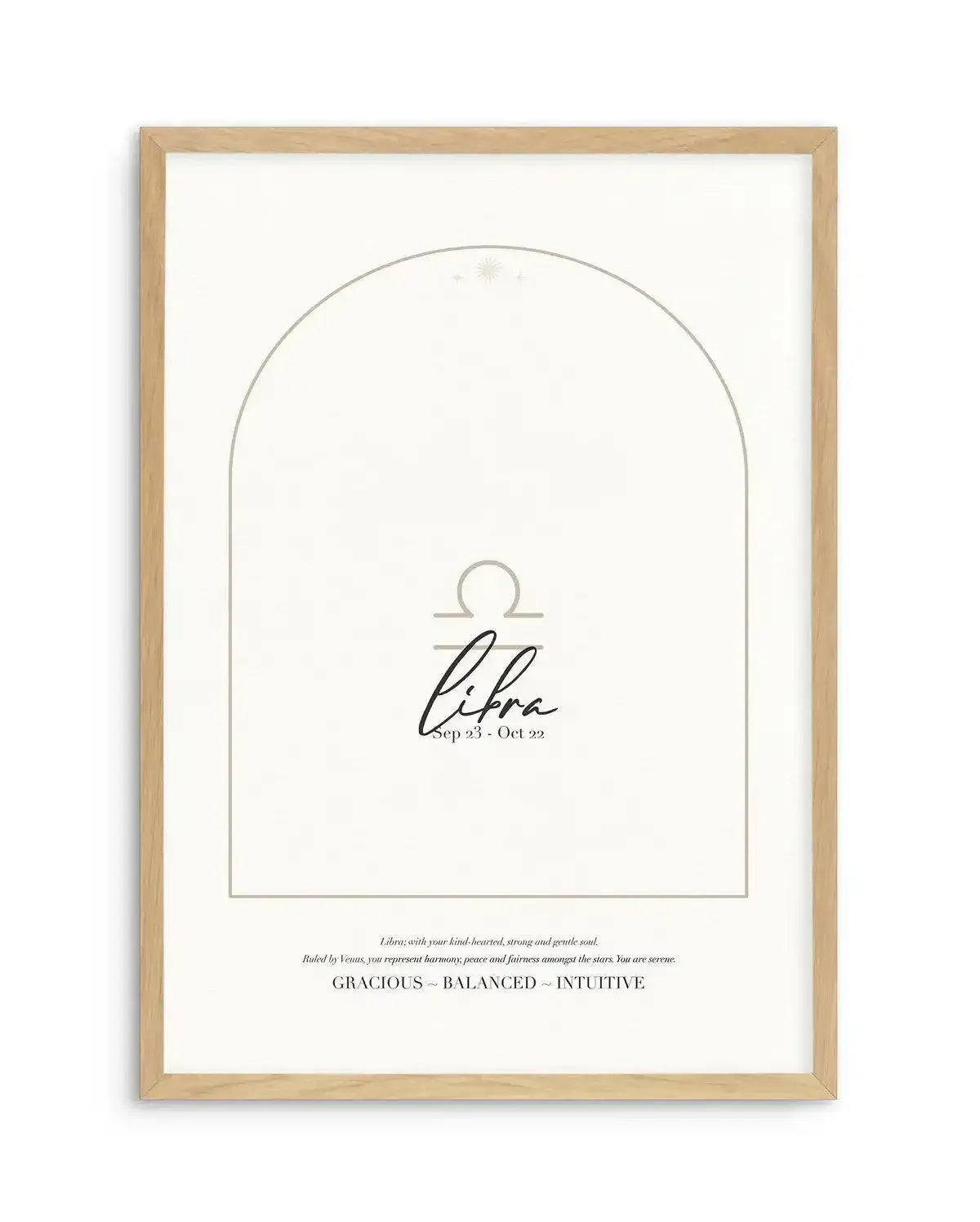 Libra Star Sign Art Print-PRINT-Olive et Oriel-Olive et Oriel-A4 | 8.3" x 11.7" | 21 x 29.7cm-Oak-With White Border-Buy-Australian-Art-Prints-Online-with-Olive-et-Oriel-Your-Artwork-Specialists-Austrailia-Decorate-With-Coastal-Photo-Wall-Art-Prints-From-Our-Beach-House-Artwork-Collection-Fine-Poster-and-Framed-Artwork