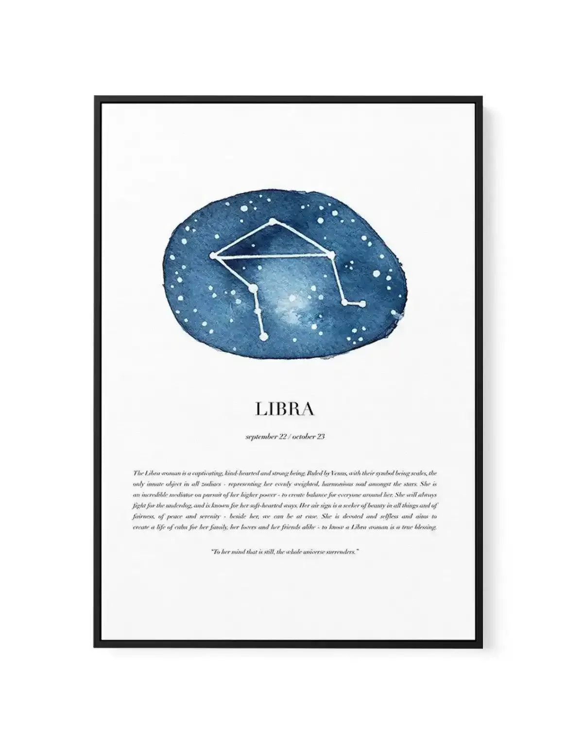 Libra | Watercolour Zodiac | Framed Canvas-CANVAS-You can shop wall art online with Olive et Oriel for everything from abstract art to fun kids wall art. Our beautiful modern art prints and canvas art are available from large canvas prints to wall art paintings and our proudly Australian artwork collection offers only the highest quality framed large wall art and canvas art Australia - You can buy fashion photography prints or Hampton print posters and paintings on canvas from Olive et Oriel and
