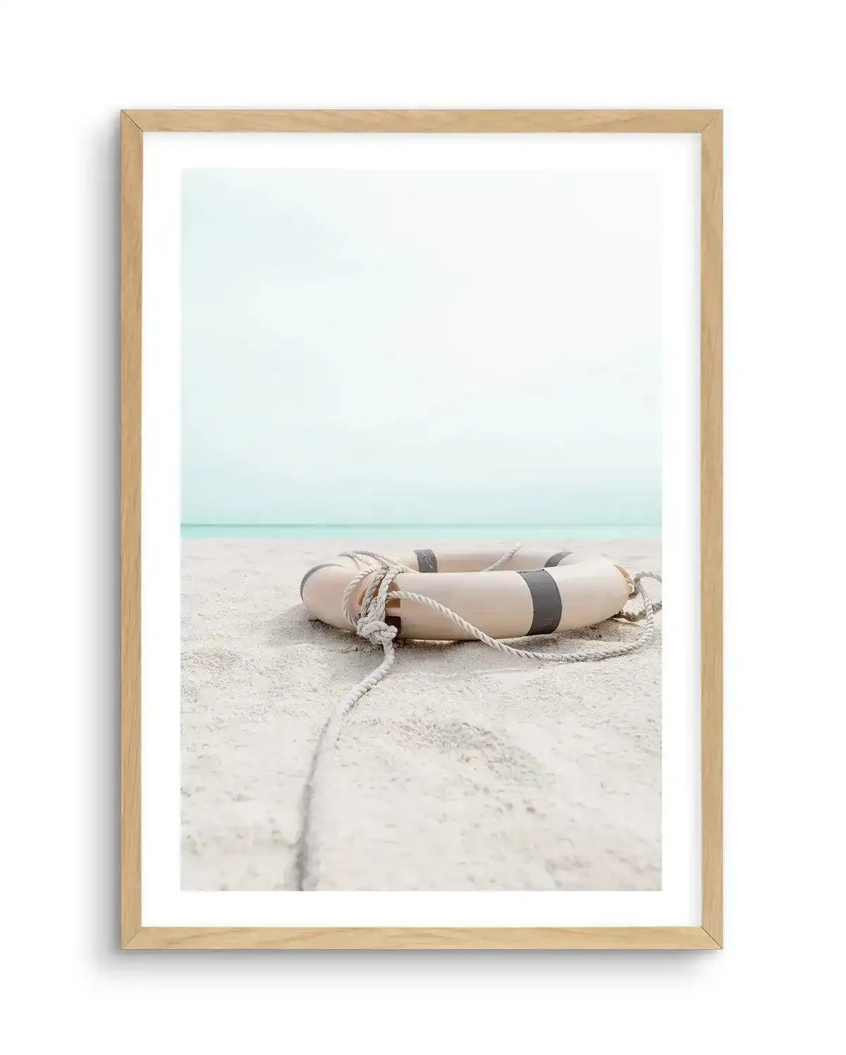Lifebuoy on the Beach Art Print-PRINT-Olive et Oriel-Olive et Oriel-A5 | 5.8" x 8.3" | 14.8 x 21cm-Oak-With White Border-Buy-Australian-Art-Prints-Online-with-Olive-et-Oriel-Your-Artwork-Specialists-Austrailia-Decorate-With-Coastal-Photo-Wall-Art-Prints-From-Our-Beach-House-Artwork-Collection-Fine-Poster-and-Framed-Artwork