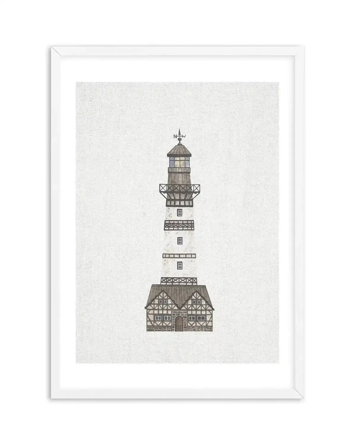 Lighthouse on Linen I Art Print-PRINT-Olive et Oriel-Olive et Oriel-A5 | 5.8" x 8.3" | 14.8 x 21cm-White-With White Border-Buy-Australian-Art-Prints-Online-with-Olive-et-Oriel-Your-Artwork-Specialists-Austrailia-Decorate-With-Coastal-Photo-Wall-Art-Prints-From-Our-Beach-House-Artwork-Collection-Fine-Poster-and-Framed-Artwork