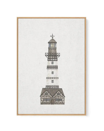 Lighthouse on Linen I | Framed Canvas Art Print coastal art print